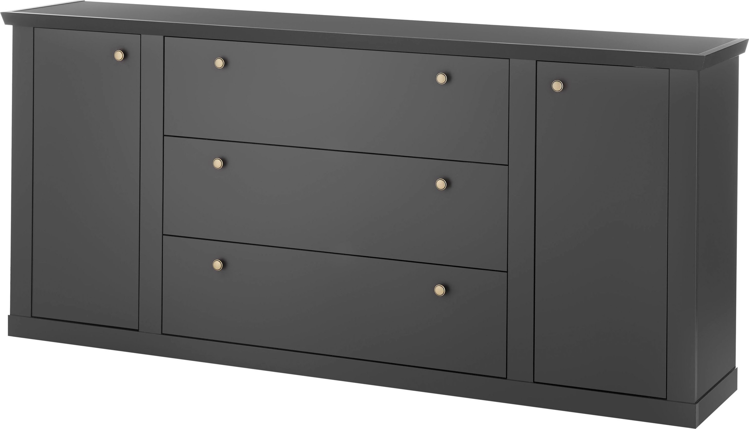 Image of Home affaire Sideboard "Lincoln, moderner Schrank, schwarze Kommode, 205 cm breit" edles Design, messingfarbene Knopfgriffe, in 2 Grössen verfügbar