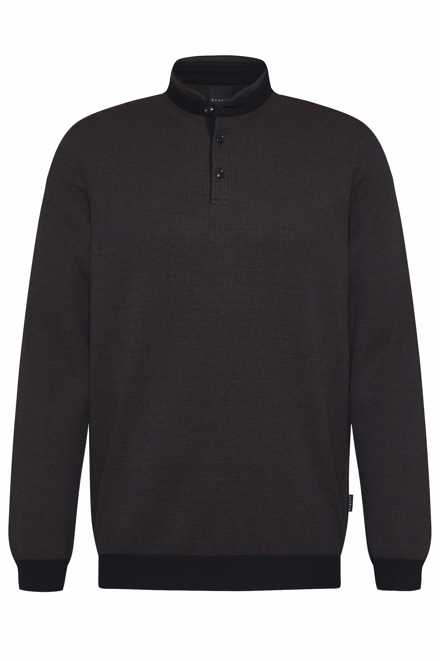 bugatti Langarm-Poloshirt, mit Stehkragen