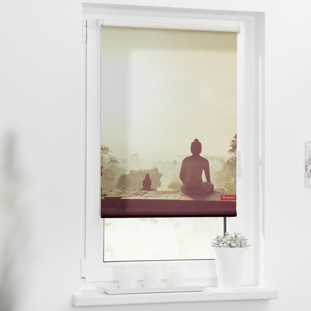 Image of LICHTBLICK ORIGINAL Seitenzugrollo »Rollo Klemmfix, ohne Bohren, Verdunkelung, Tempel - Orange«, verdunkelnd, Verdunkelung-energiesparend, freihängend bei Ackermann Versand Schweiz