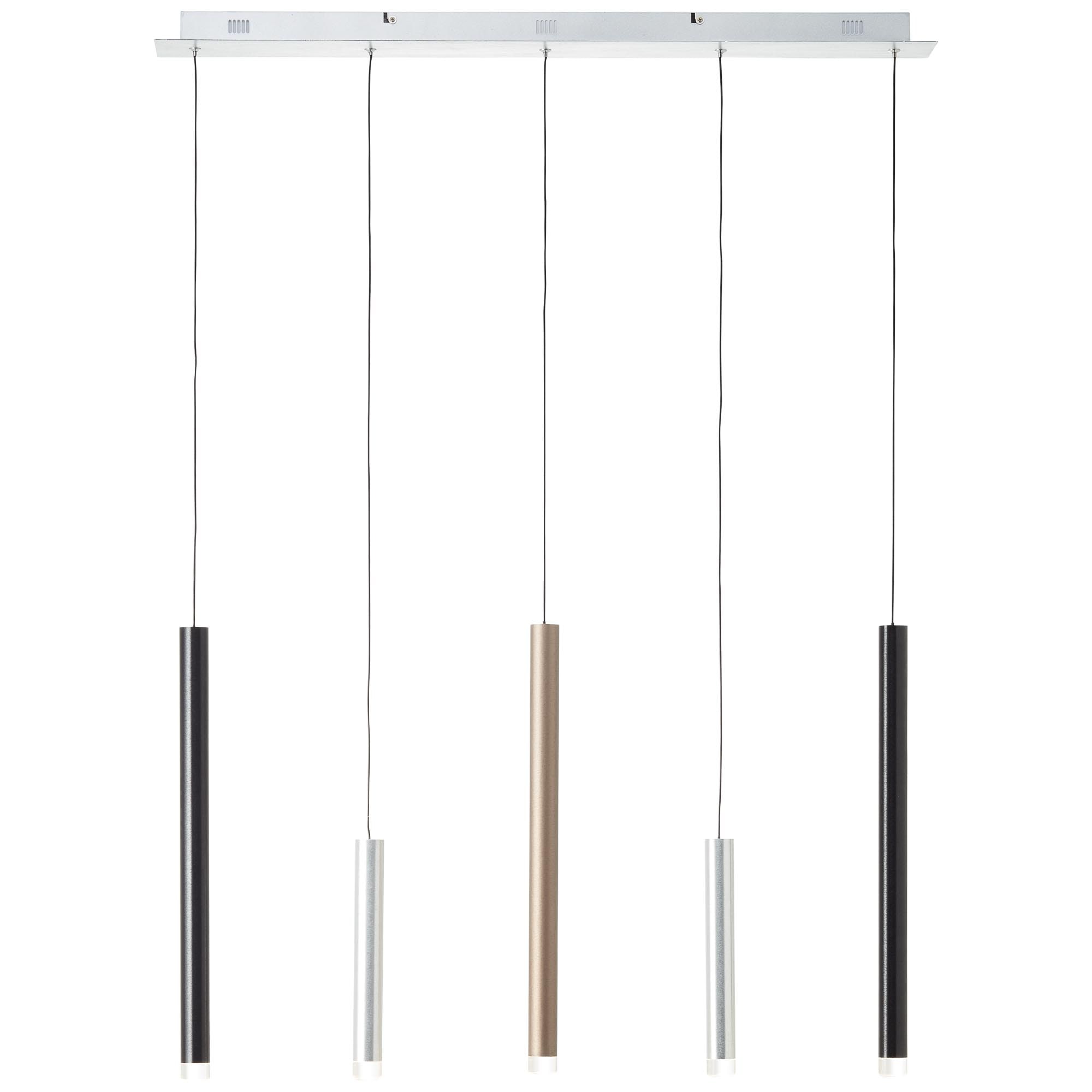 Brilliant Pendelleuchte »Cembalo« LED-Modul 1 Stk. Warmweiss LED Hängelampe 5flg alu/schwarz/braun