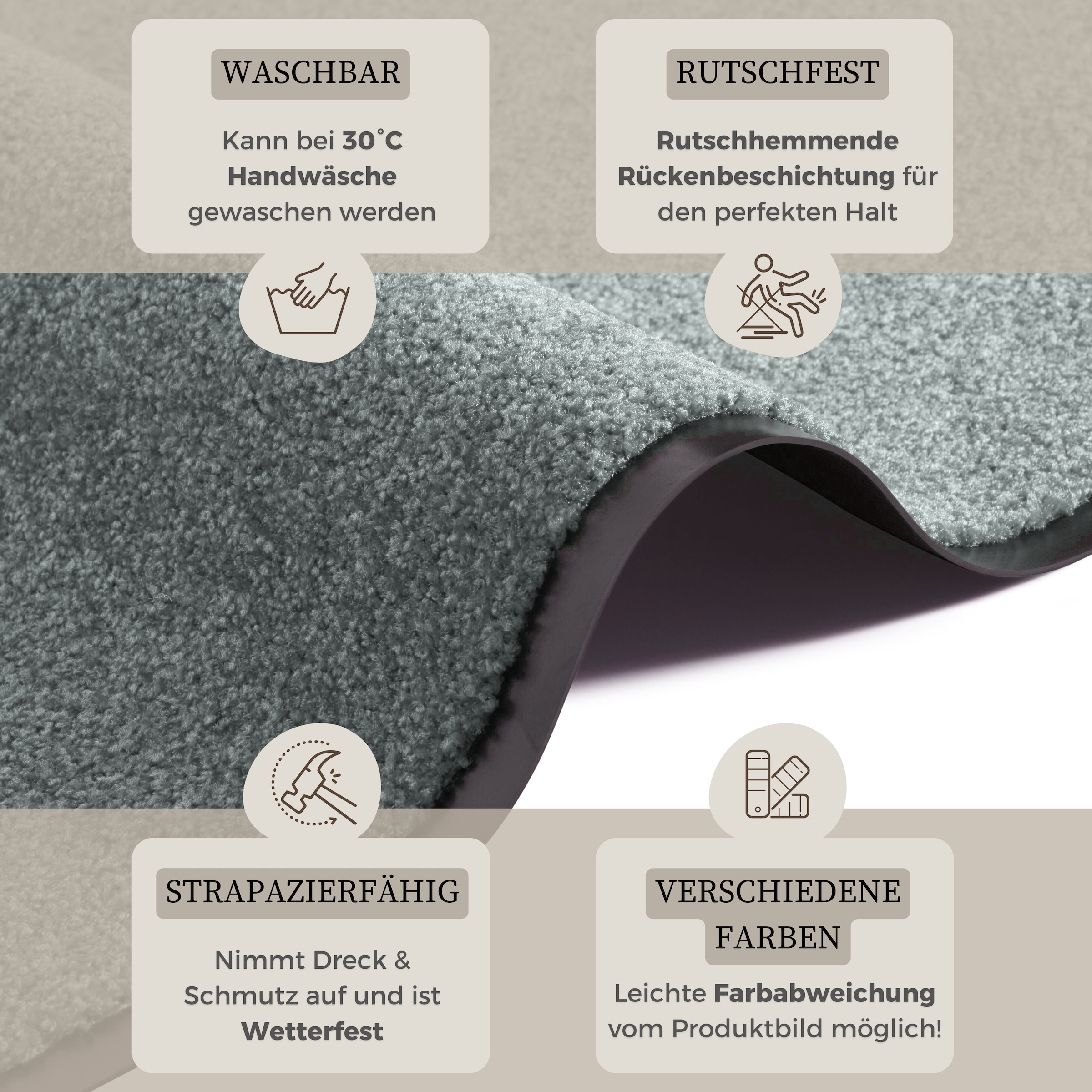 HANSE Home Fussmatte »Wash & Clean« rechteckig 7 mm Höhe Schmutzfangmatte, Türmatte, In- und Outdoor, Teppich, Läufer, waschbar