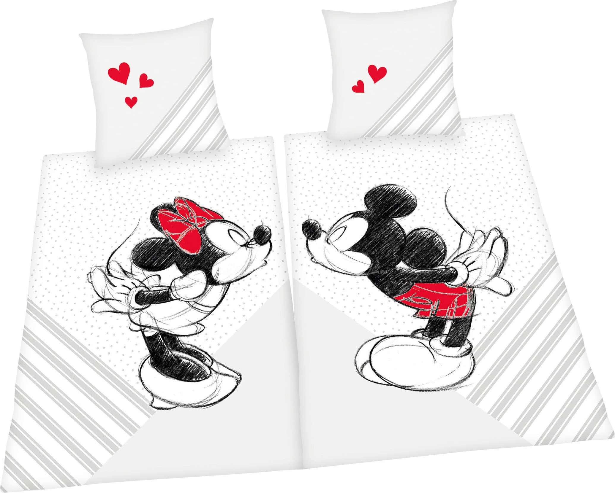 Disney Partnerbettwäsche »Disney's Mickey und Minnie Mouse in Gr. 135x200 cm« Bettwäsche aus Baumwolle, Disney-Bettwäsche, Partnerbettwäsche
