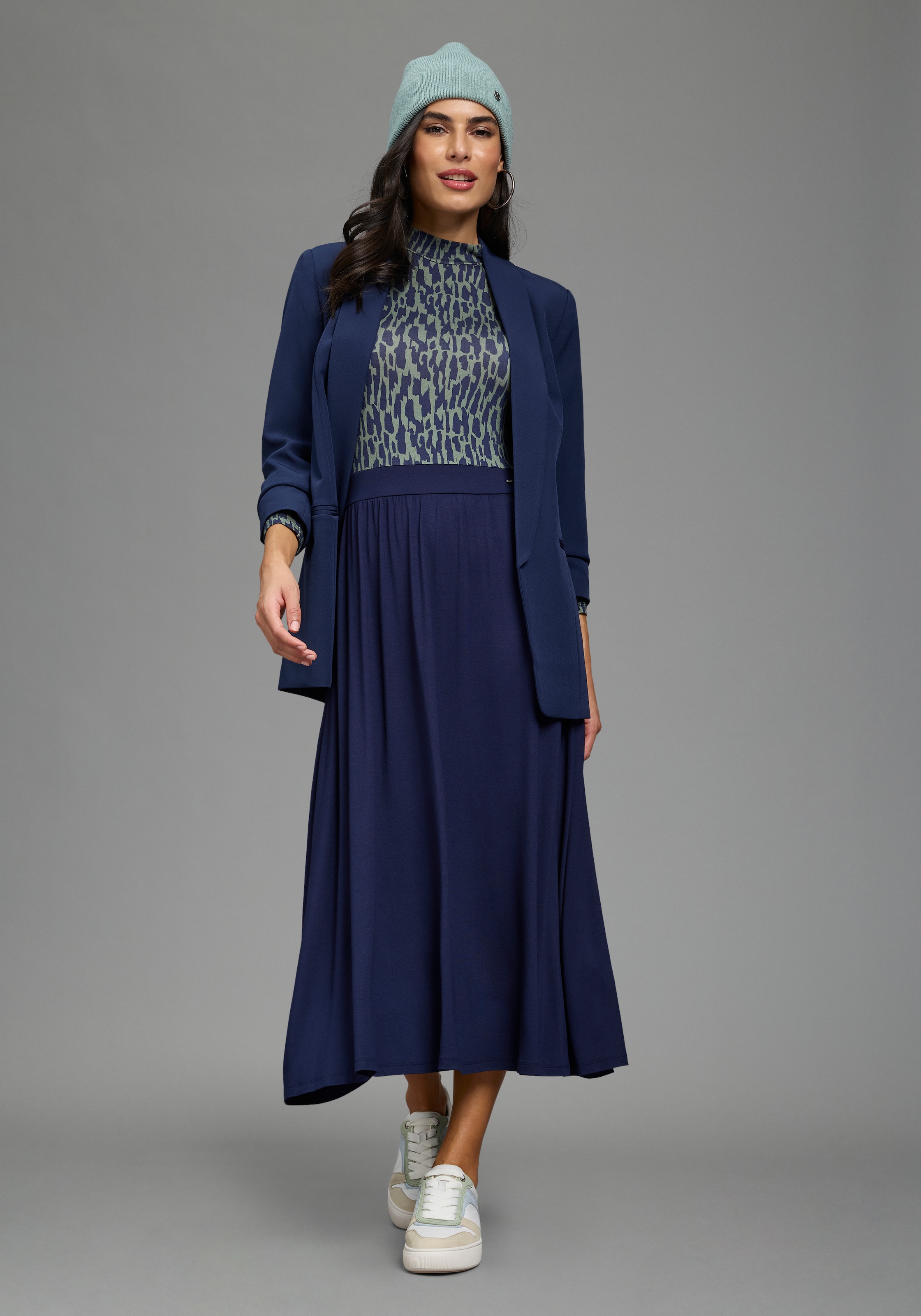 Laura Scott Robe 2 en 1 longueur mollet, coupe ajustée, avec col montant
