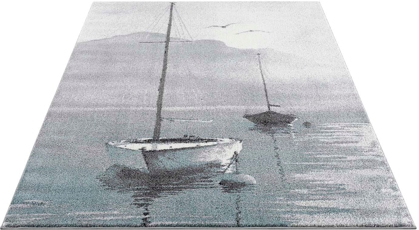 Teppich »Savanna 9368«, rechteckig, Flachflor, mit Segelboot, Grau