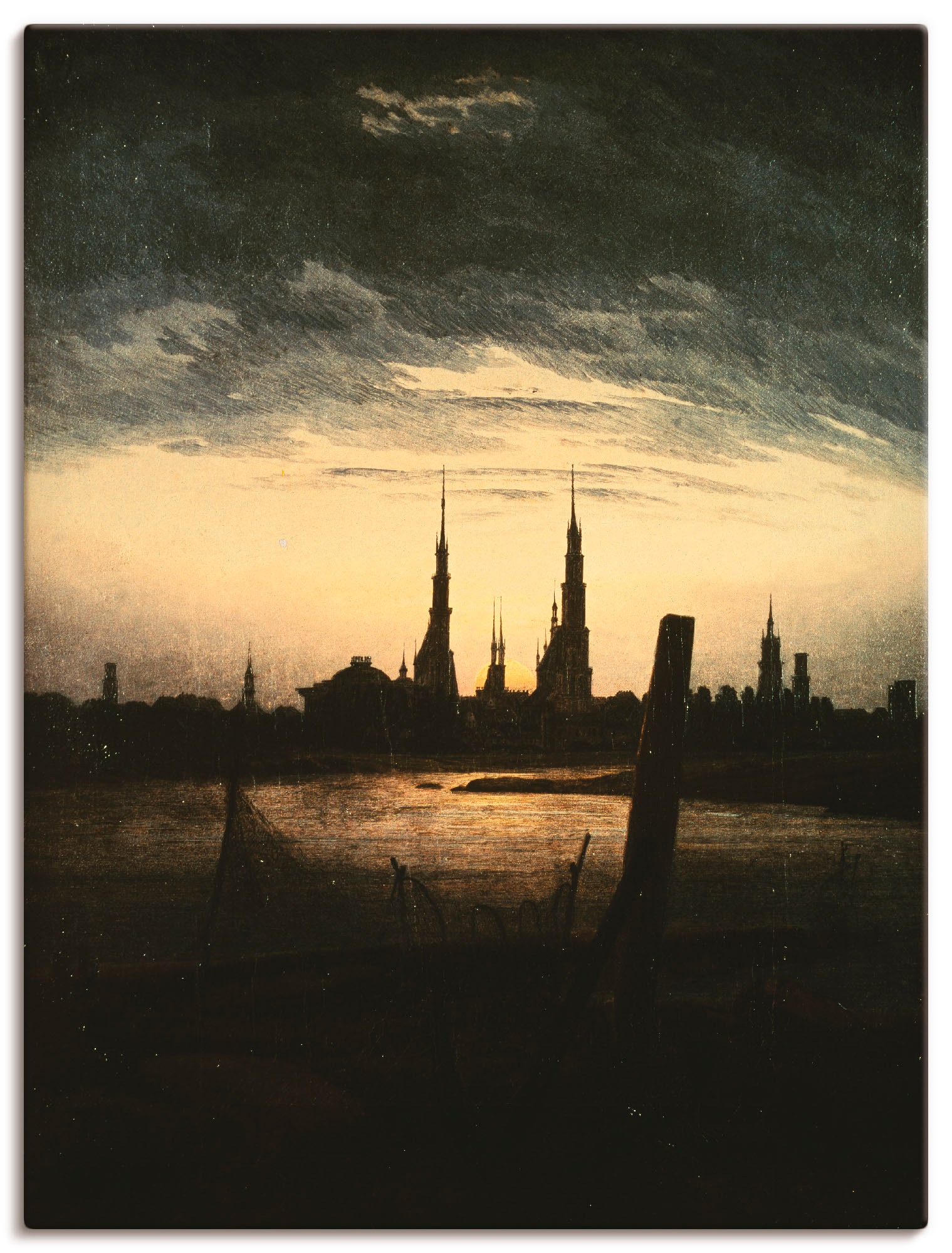 Image of Artland Wandbild »Stadt bei Mondaufgang, 1825/30«, Gewässer, (1 St.), in vielen Grössen & Produktarten -Leinwandbild, Poster, Wandaufkleber / Wandtattoo auch für Badezimmer geeignet bei Ackermann Versand Schweiz