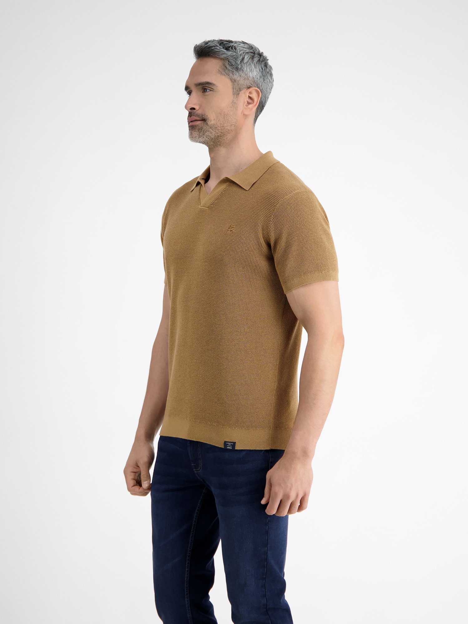 LERROS Poloshirt »LERROS Herren Strick-Polo mit offenem Kragen«