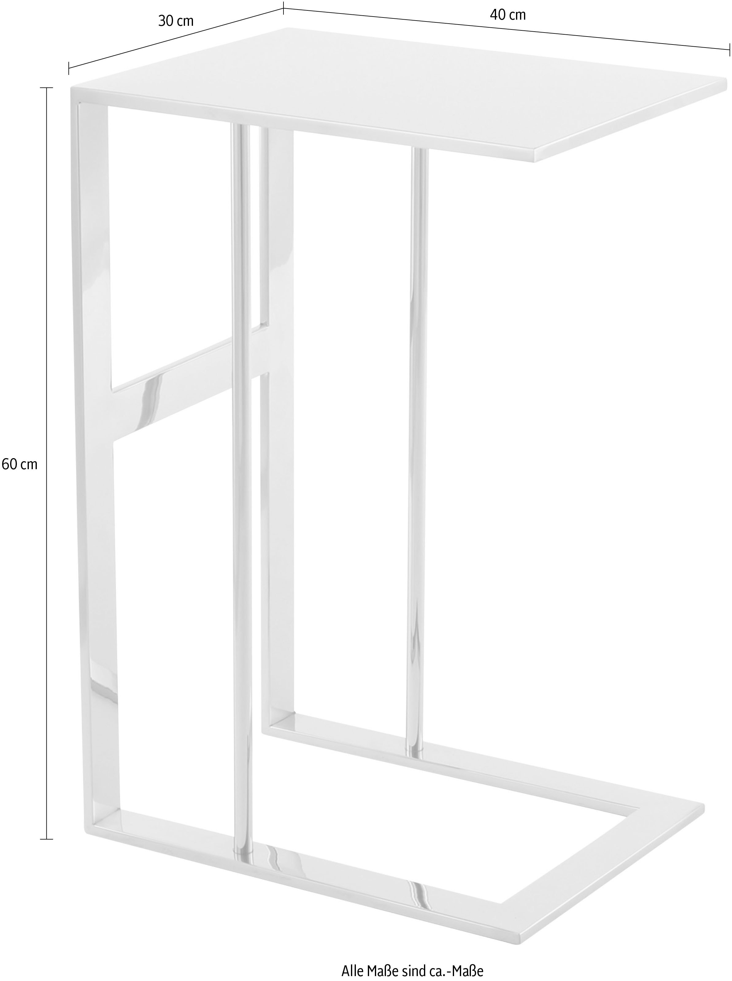 Kayoom Beistelltisch »Sita, Minimalistischer Stil, Gefertigt aus 100 % Edelstahl«, (1 St.), Minimalistischer Beistellisch in C-Form aus Edelstahl