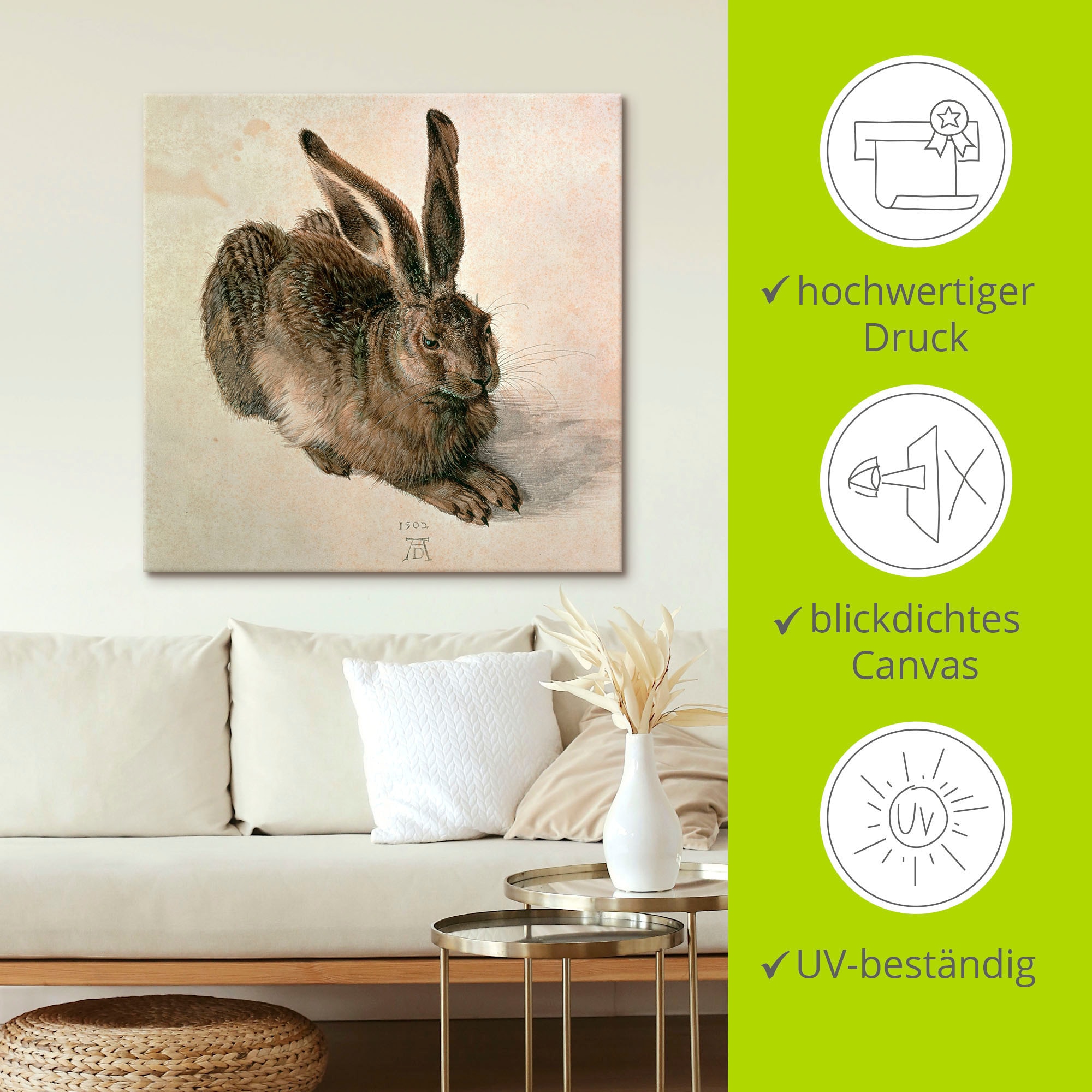 Artland Wandbild »Junger Feldhase. 1502« Wildtiere 1 Stk. tlg. als Leinwandbild, Poster in verschied. Grössen