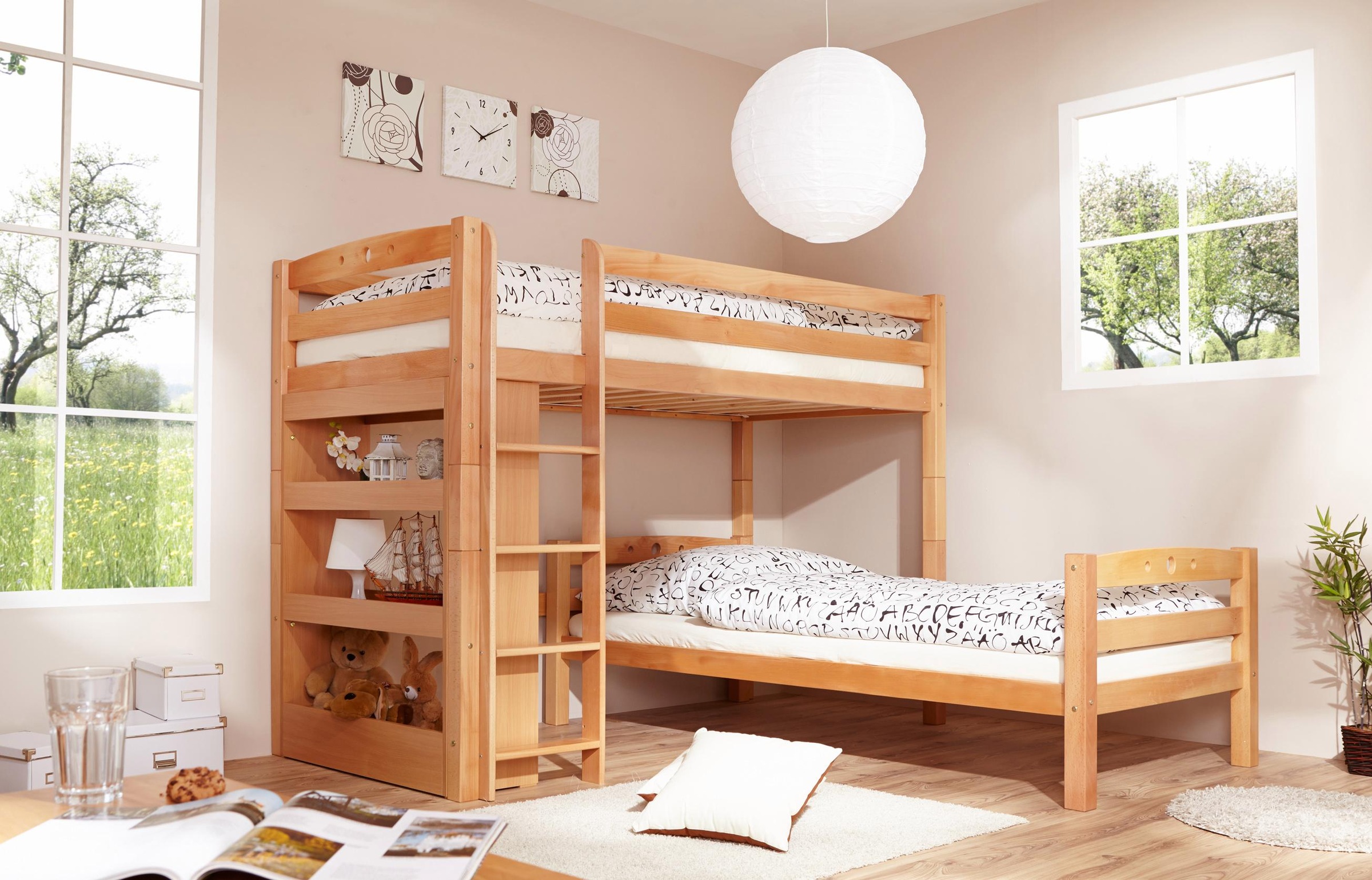 Image of Ticaa Etagenbett »Lupo«, mit Rollrost und Regal, Buche bei Ackermann Versand Schweiz