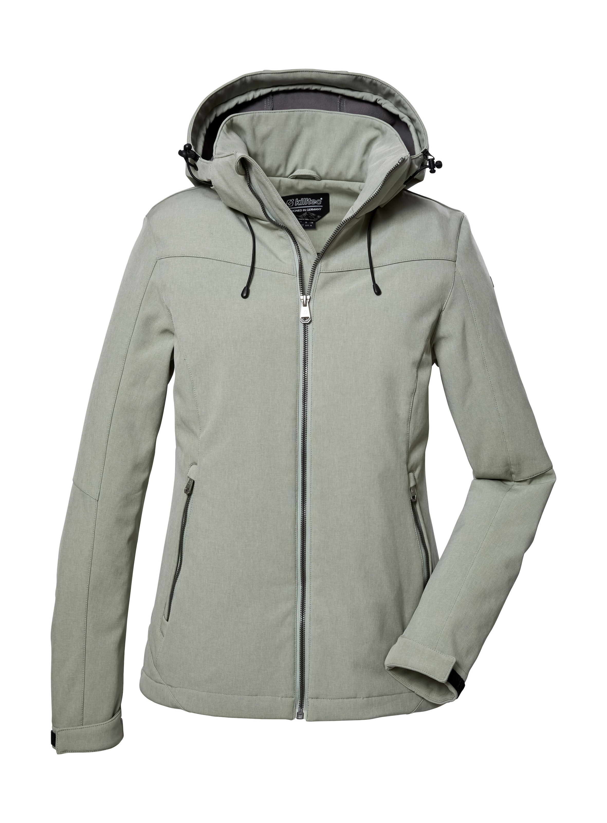 Killtec Softshelljacke »Damen Softshelljacke«, Wasserabweisende, winddichte Softshelljacke mit abnehmbarer Kapuze