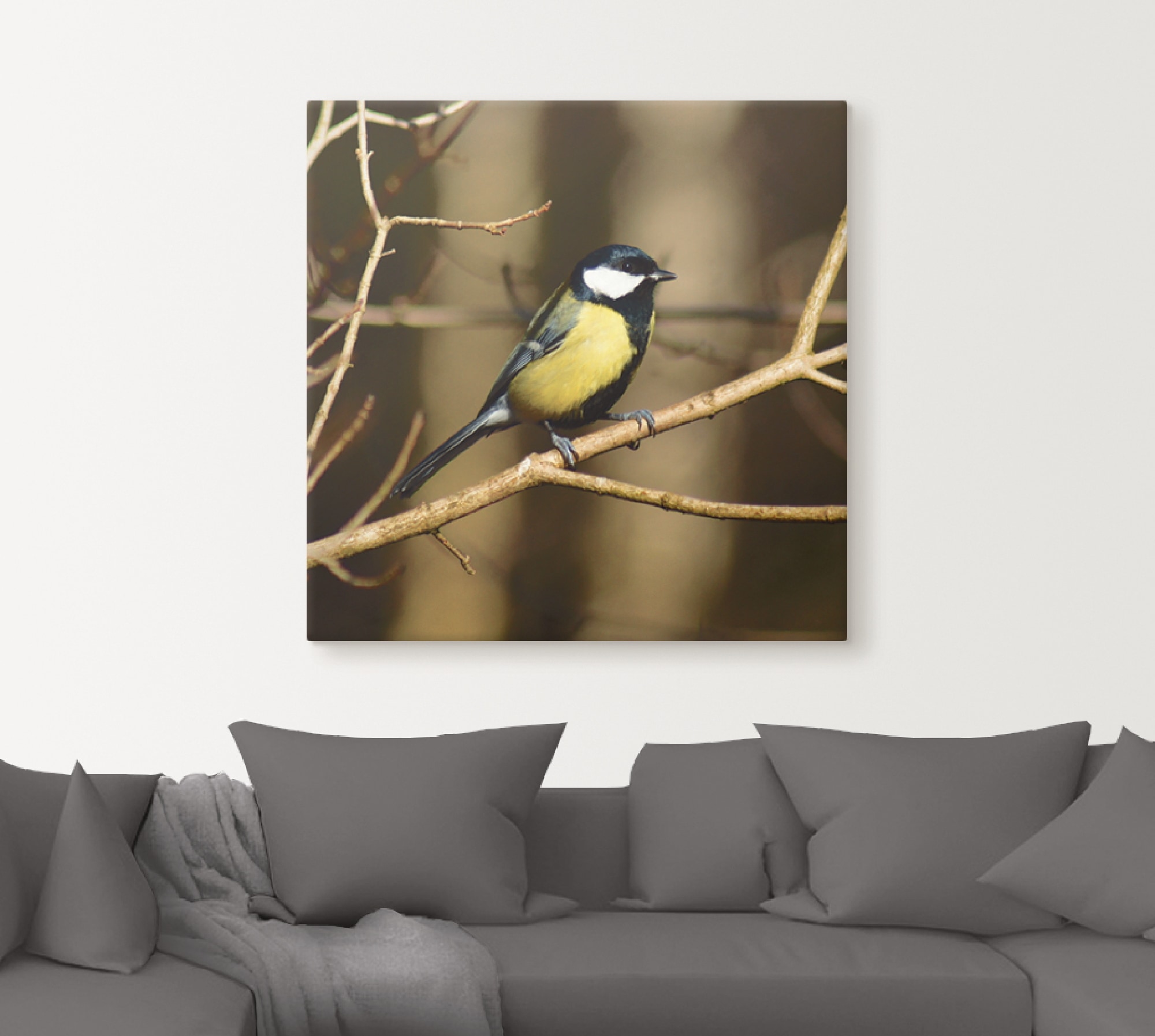 Artland Tableau sur toile »Kohlmeise im Wald« 1 cuis tlg. auf Holzrahmen gespannt