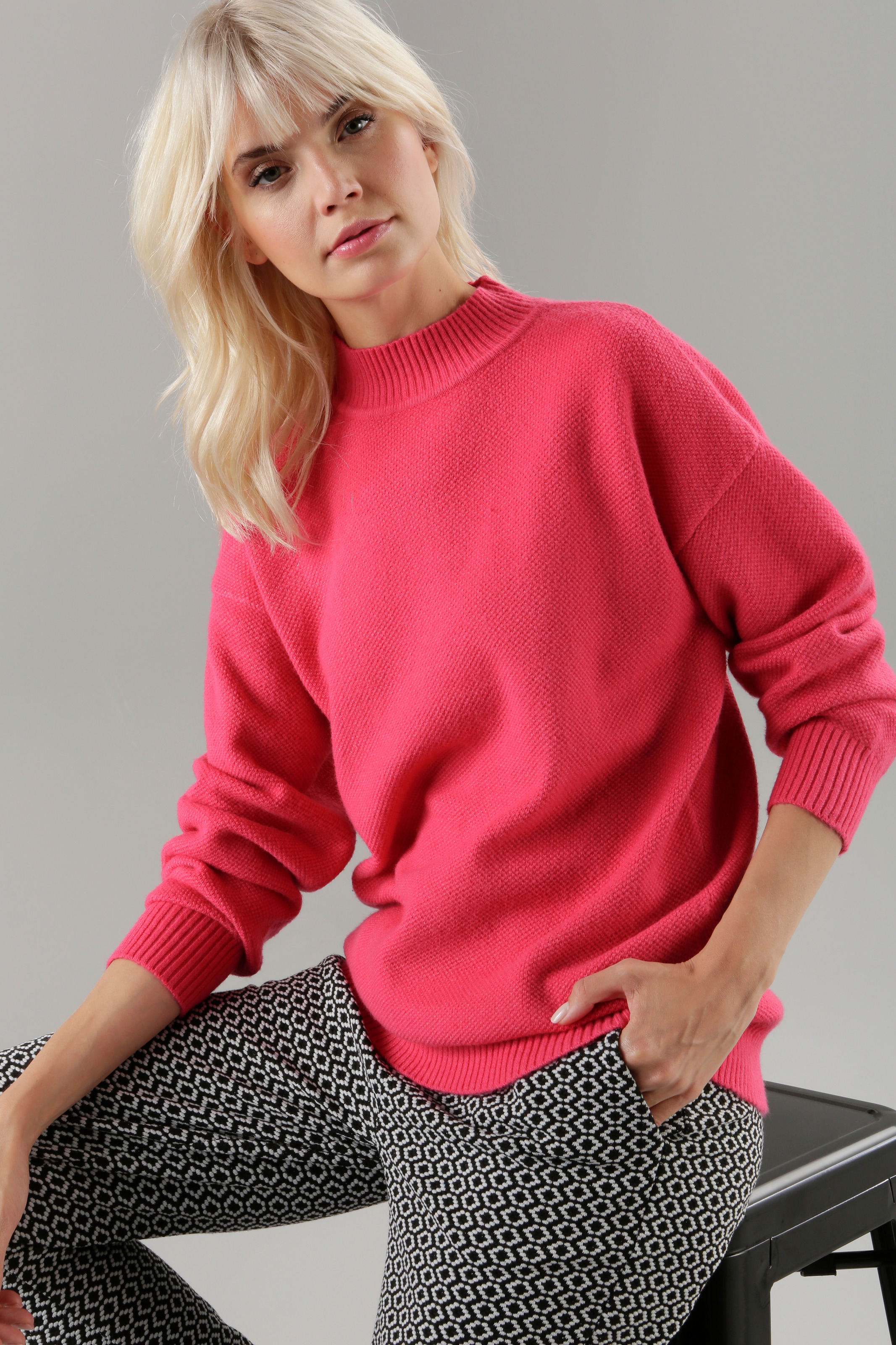 Aniston SELECTED Strickpullover, mit feinem Perlfangmuster