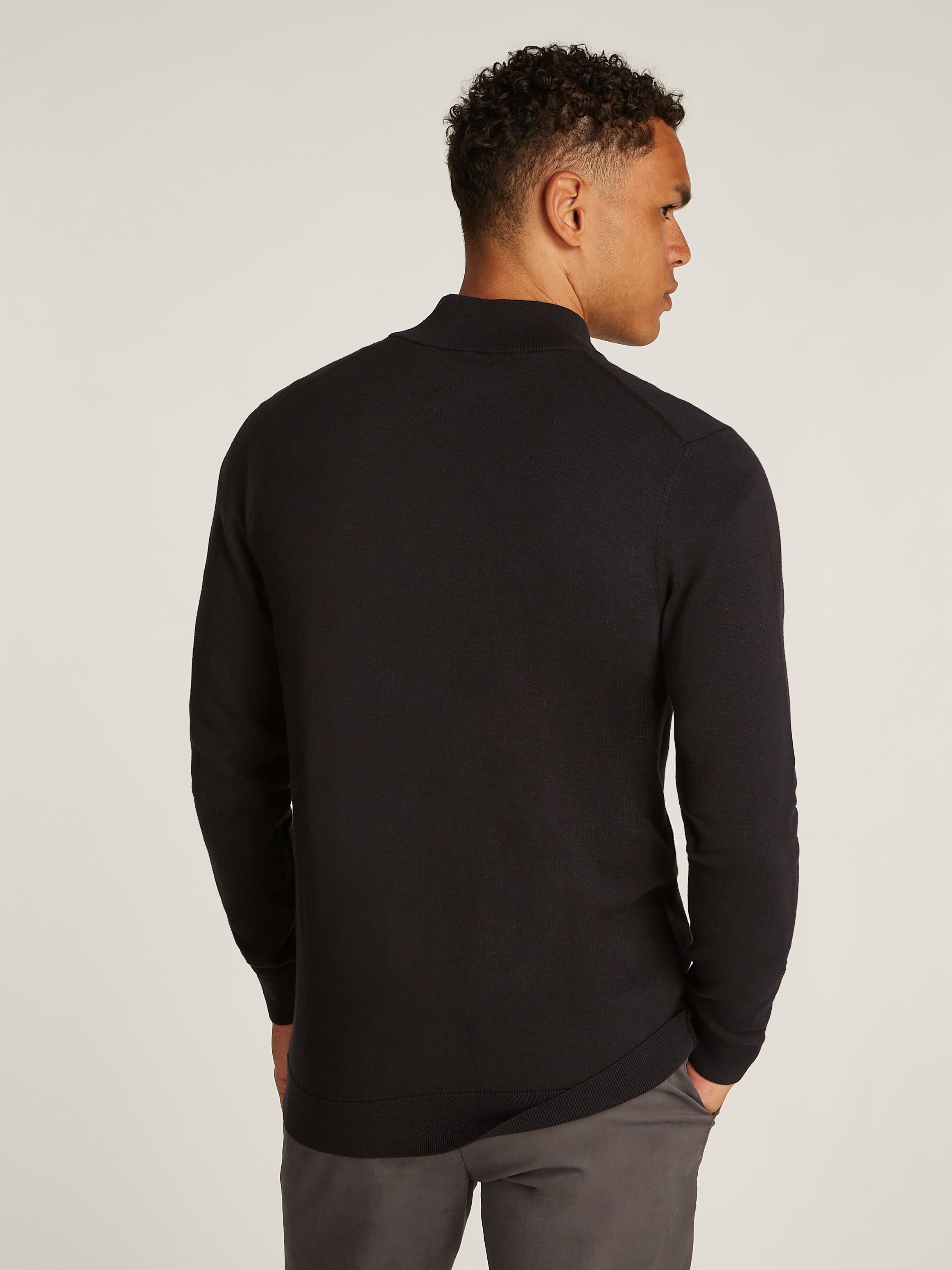 Calvin Klein Stehkragenpullover »COTTON SILK BLEND ZIP JACKET«, mit Logoprint