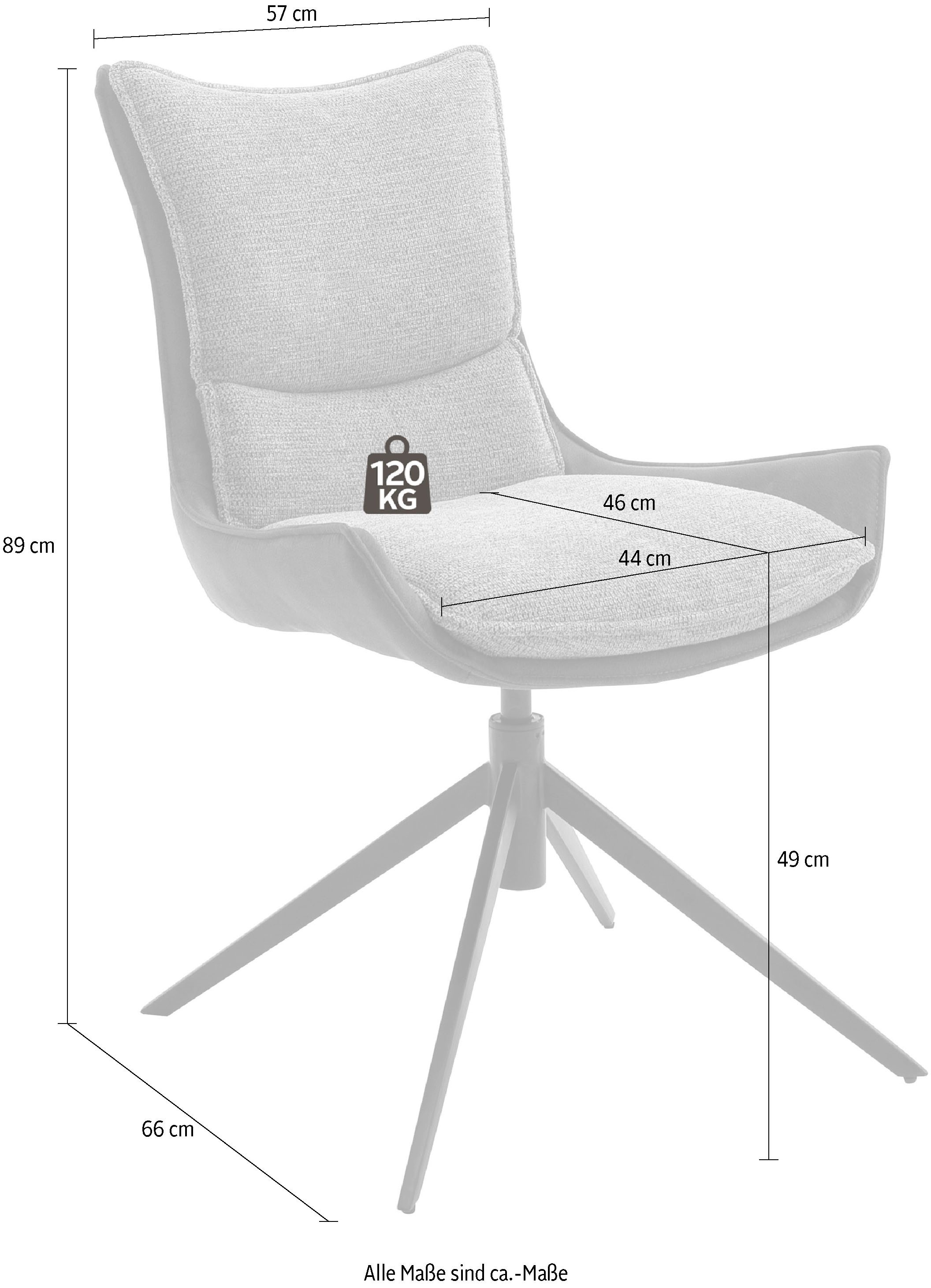 4-Fussstuhl 2 120 furniture drehbar »Kitami«, 360° Esszimmerstuhl (Set), à kg prix Stoffbezug, St., bas MCA Nivellierung, bis mit
