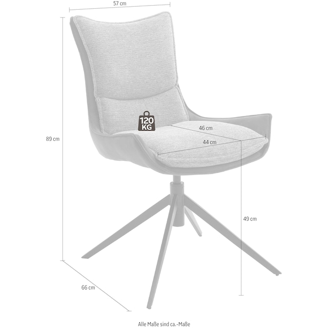 MCA furniture 4-Fussstuhl »Kitami«, (Set), 2 St., Esszimmerstuhl drehbar  360° mit Nivellierung, Stoffbezug, bis 120 kg à bas prix