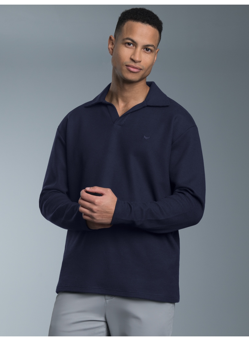 Trigema Polo »TRIGEMA Langarm Poloshirt ohne Knopfleiste in Waffeloptik« 1 cuis