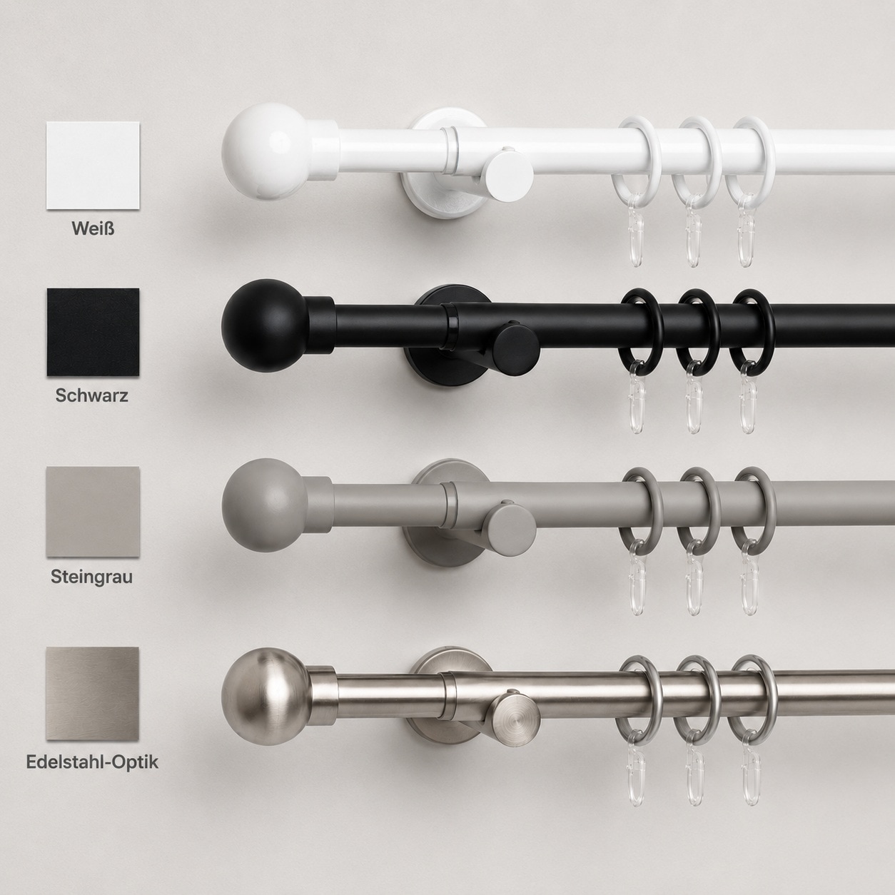 Liedeco Tringle à rideaux »Stilgarnitur "Kugel" ausziehbar 16/19 mm« Ø 19 mm 1 course-läufig Extensible extensible télescopique