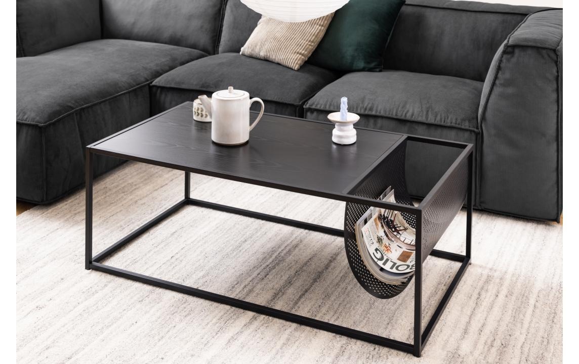 AC Design Couchtisch mit Gestell aus Metall, rechteckige Form, Zeitungsständer aus Metall