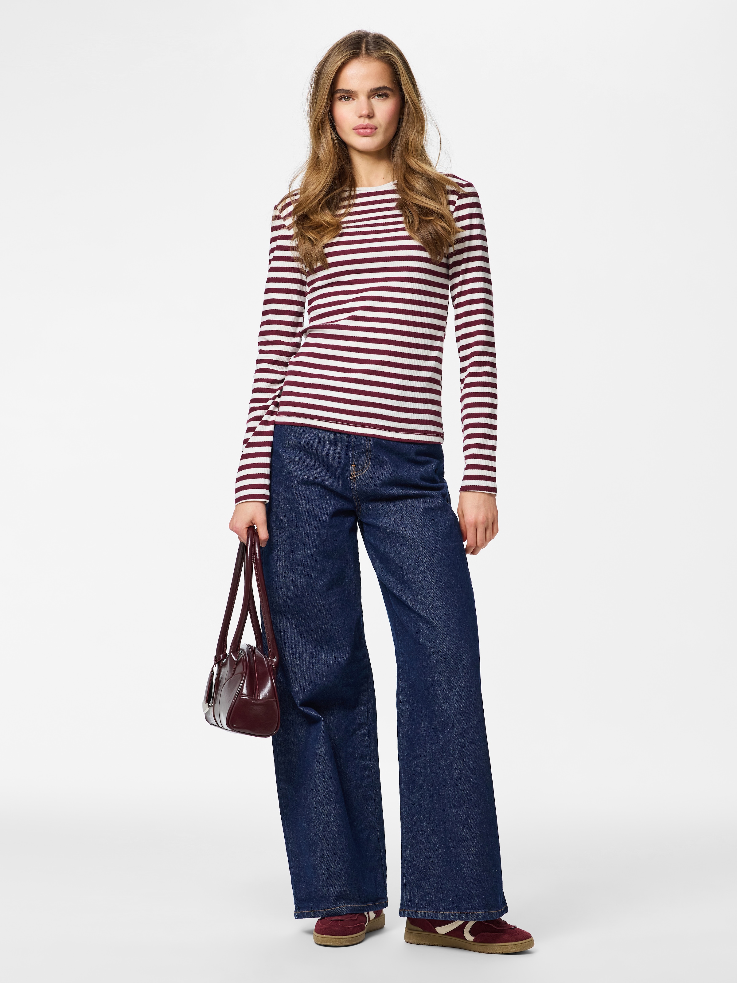 pieces T-shirt à manches longues »PCRUKA LS TOP NOOS BC« Mélange de coton, coupe slim