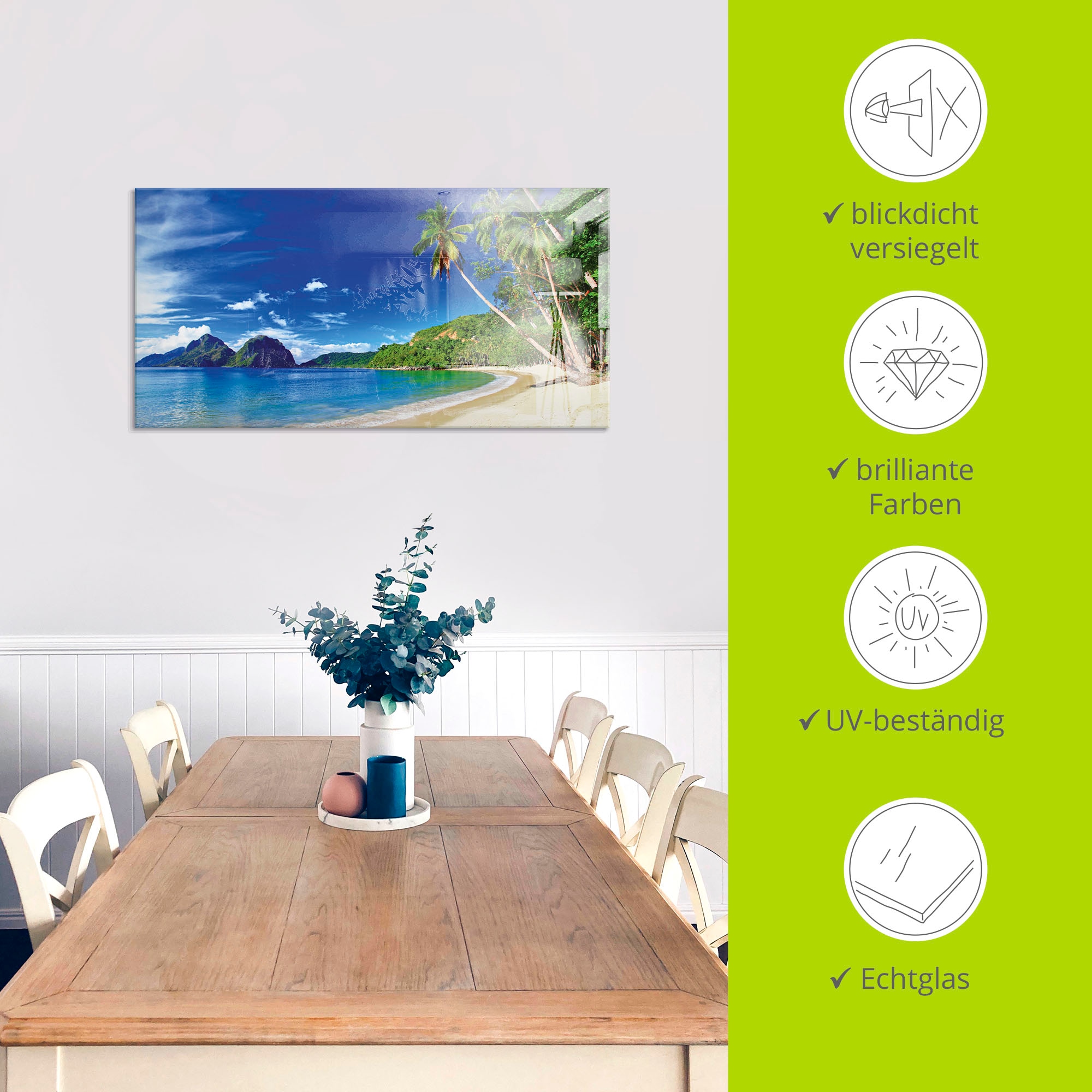Artland Glasbild »Paradies« Küste 1 Stk. tlg. in verschiedenen Grössen