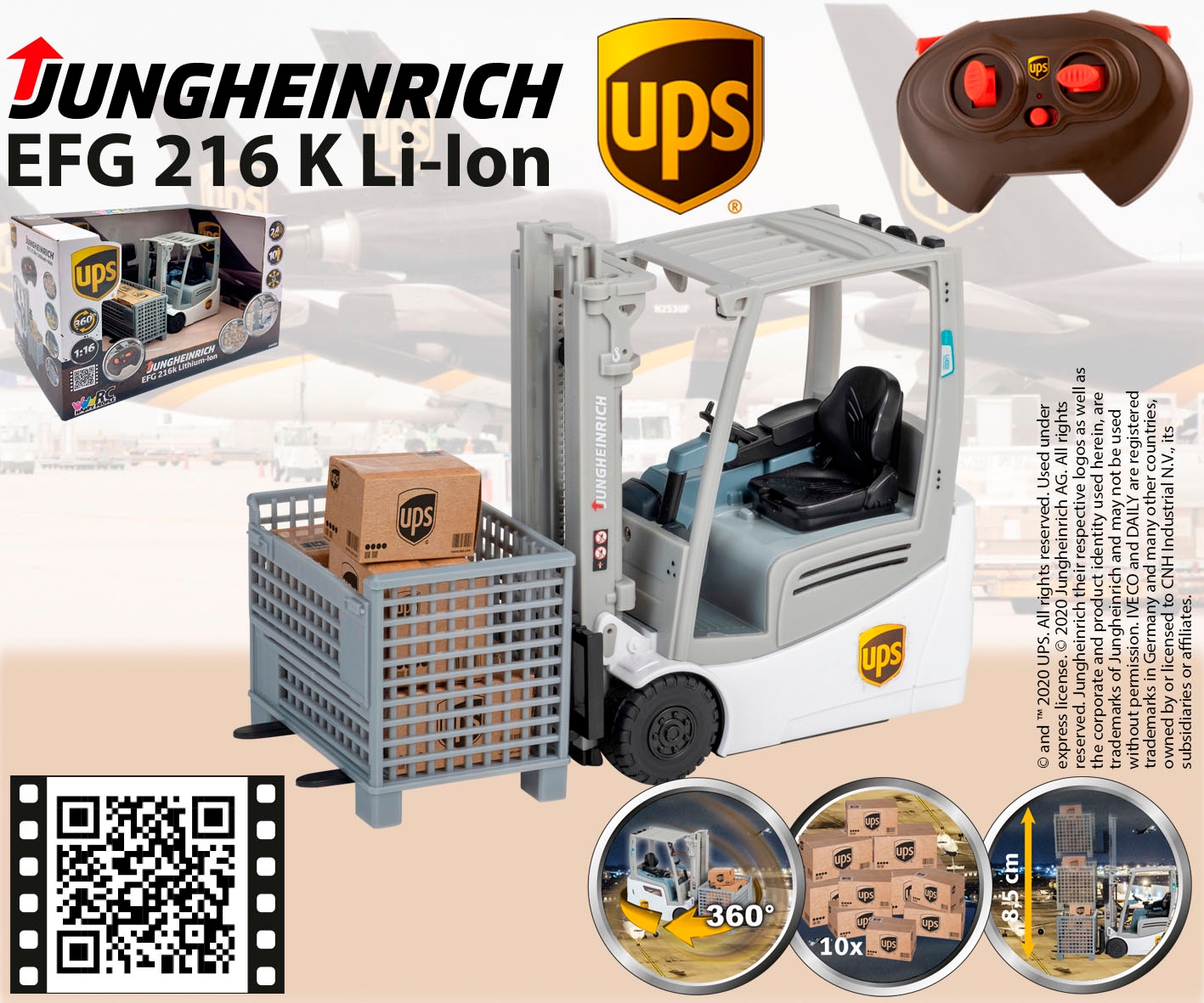 Happy People RC-Gabelstapler »UPS Jungheinrich 1:16 Gabelstapler, 2,4 GHz, 29cm,« mit Fernbedienung