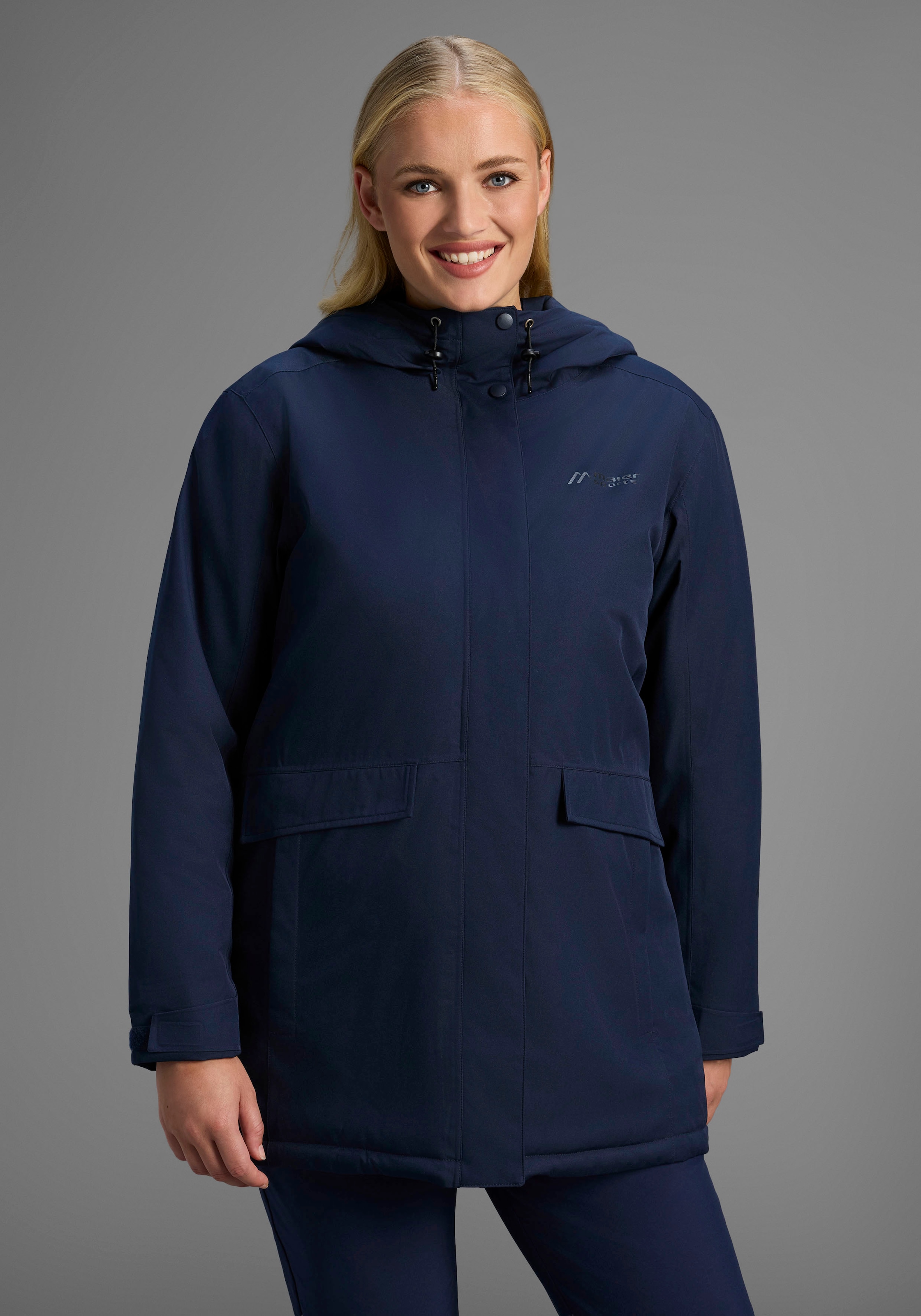 Image of Maier Sports Allwetterjacke "DA-JACKE MTEX EL. LISBON" mit Kapuze Auch in Kurz-Grössen, atmungsaktiv, wasserdicht, winddicht