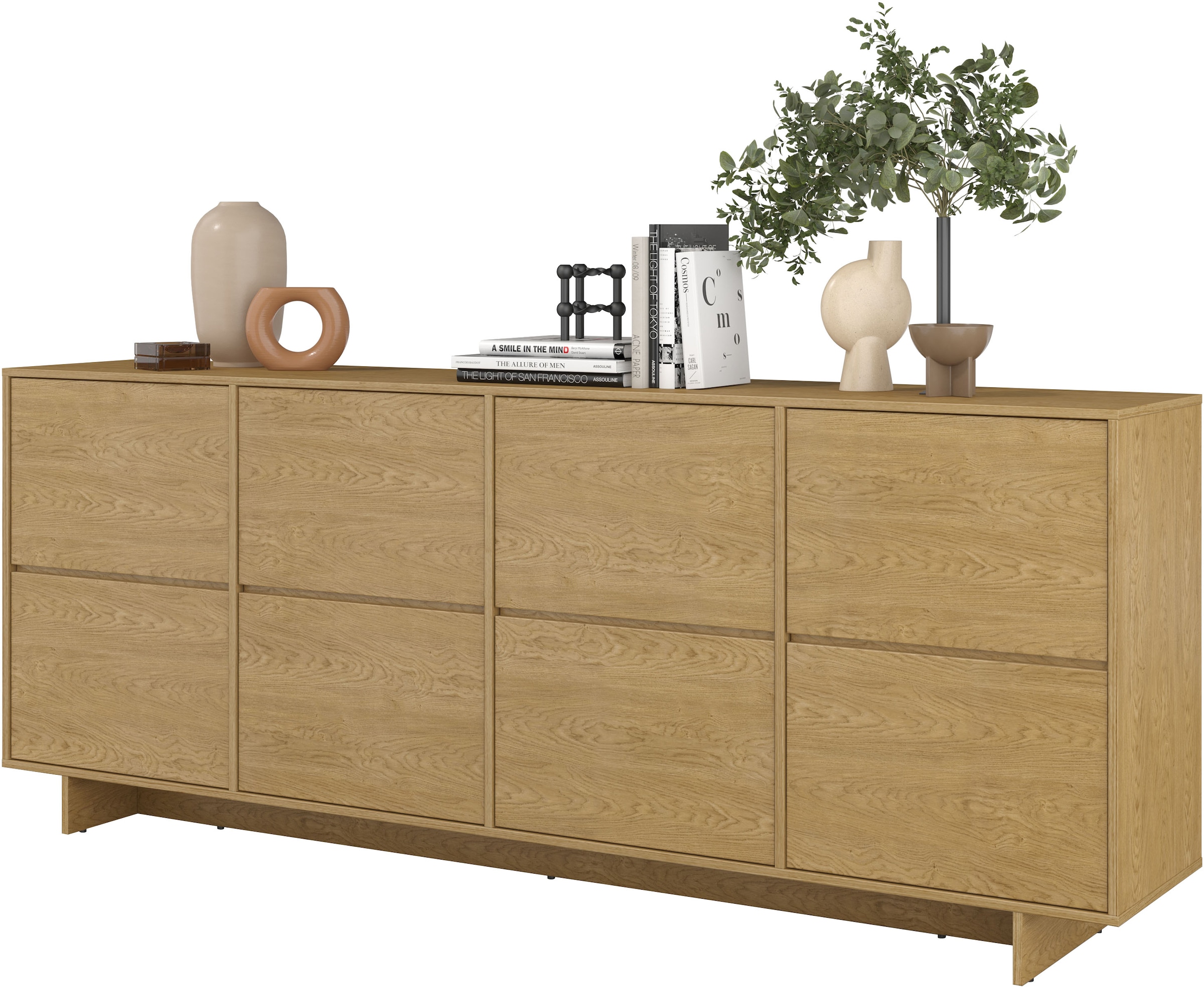 GOODproduct Sideboard »Tatami, Stilvolle, moderne grifflose Kommode 4 Türen, Breite 220cm« Anrichte mit viel Stauraum, Böden verstellbar, push-to-open-Funktion