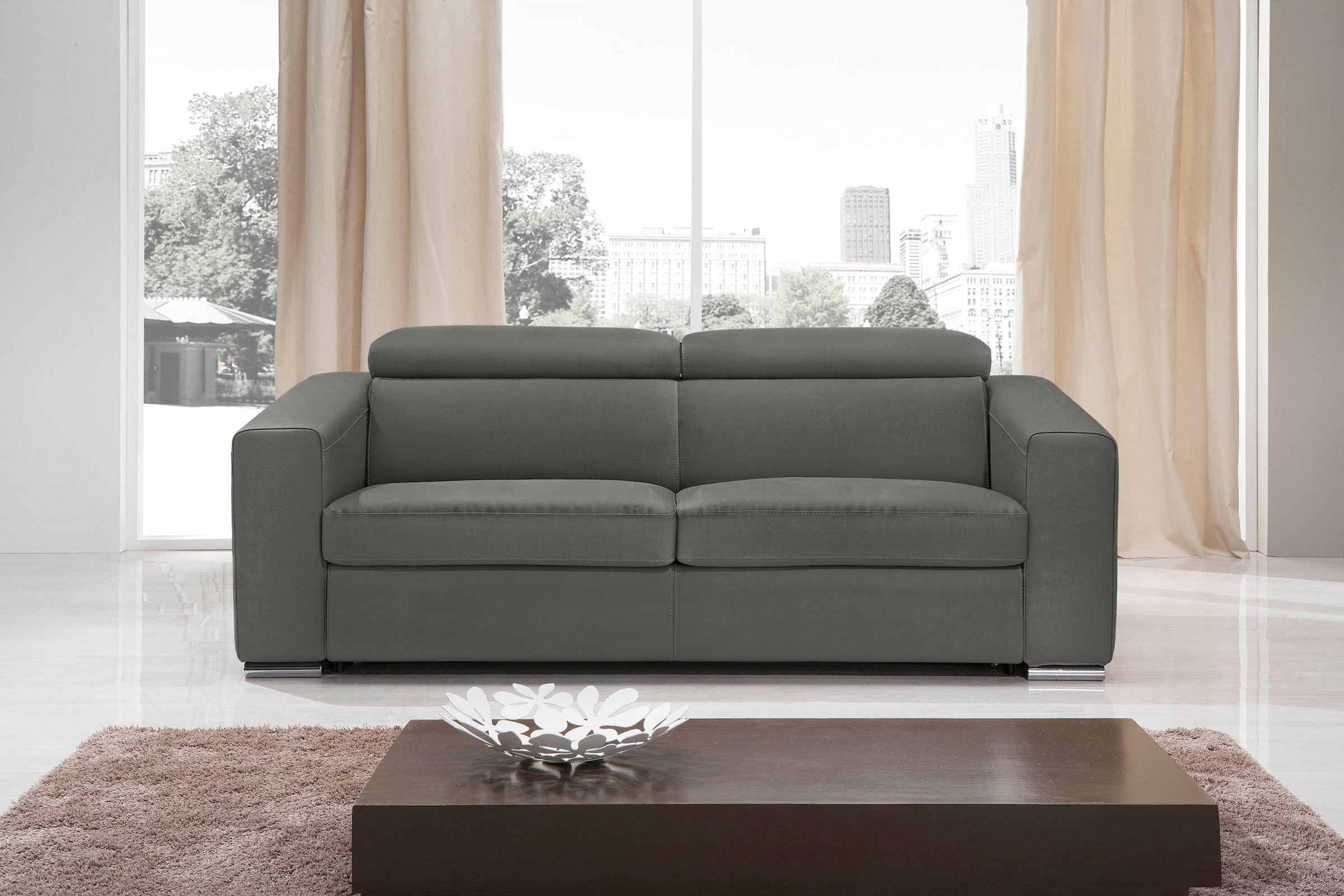 Egoitaliano Schlafsofa »Cabiria«, Sofa inkl. Schlaffunktion, Kopfteile verstellbar, mit Metallfüssen