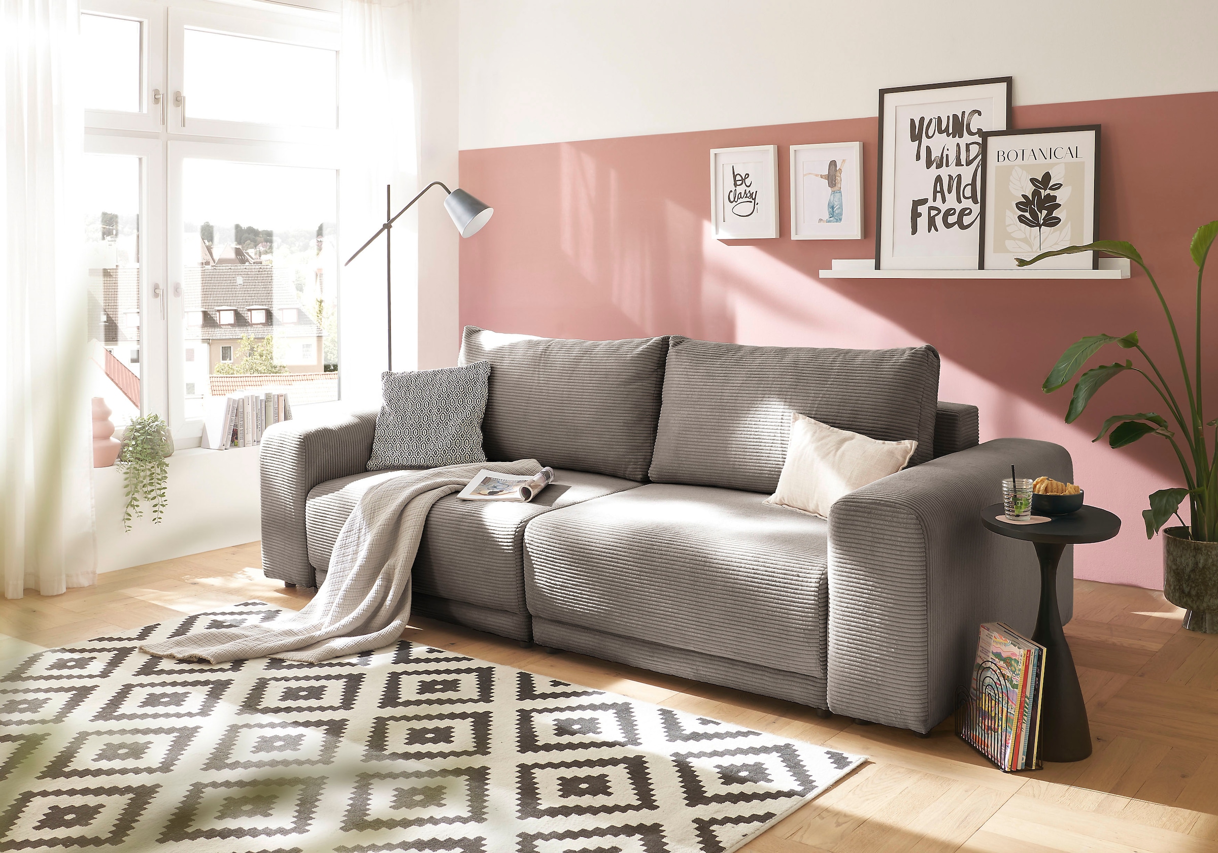 GOODproduct Schlafsofa »PHEELIX Cord, mit 3 Funktionen« Elemente einzeln oder gleichzeitig ausziehbar, bequemer Sitzkomfort