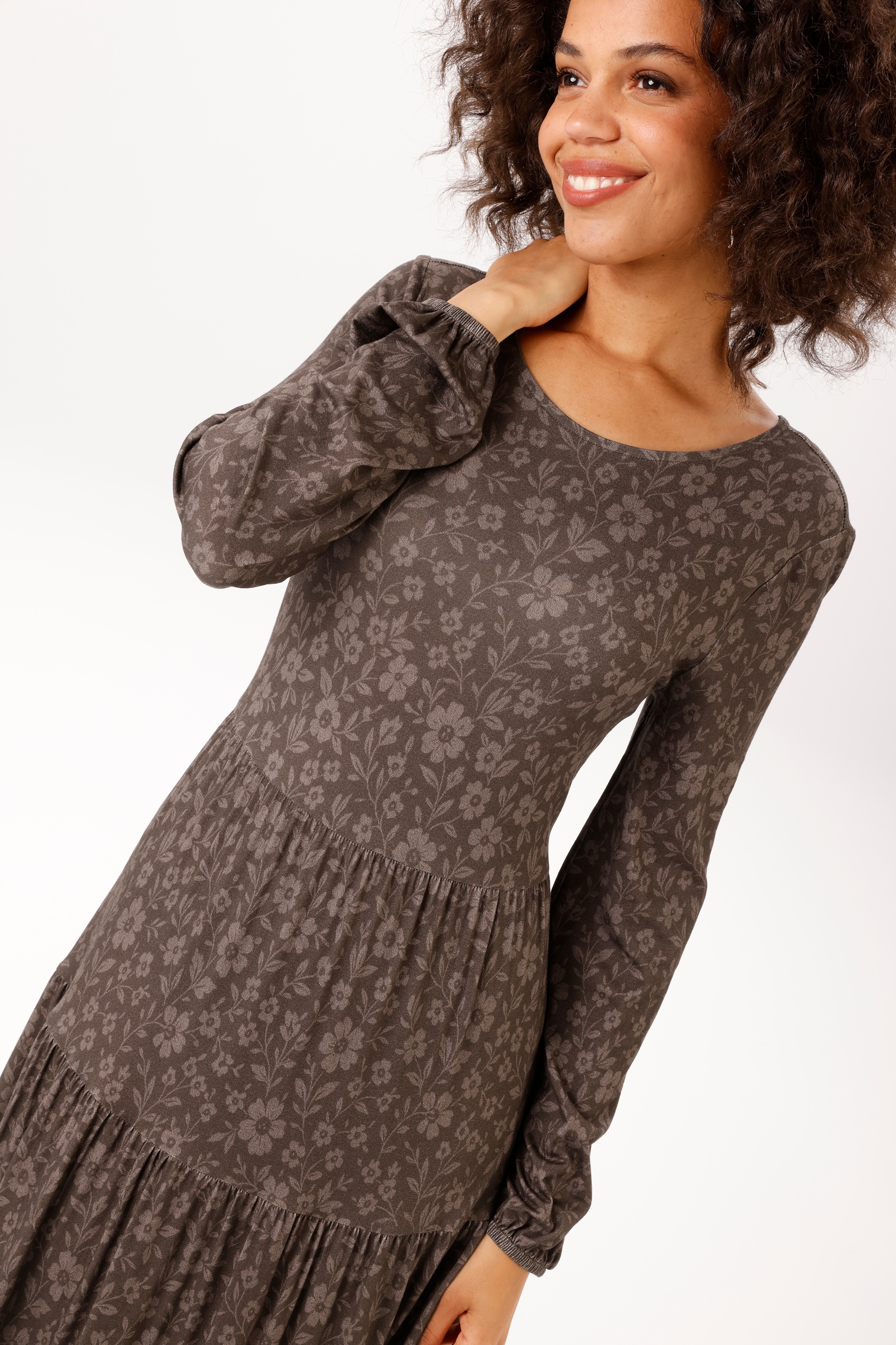 Aniston CASUAL Robe en jersey avec imprimé floral discret - chaque pièce est unique - NOUVELLE COLLECTION