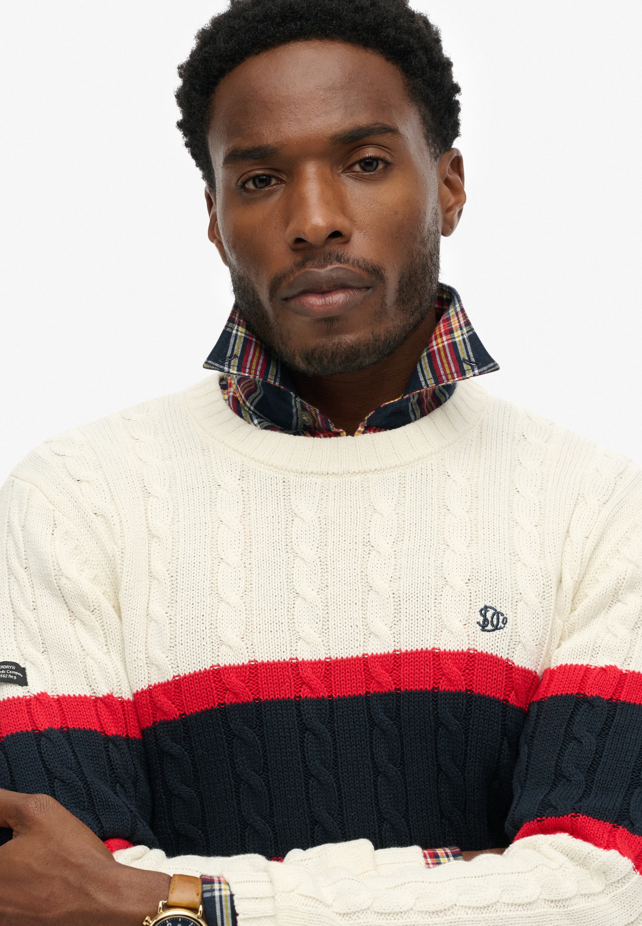 Superdry Strickpullover »Cotton Stripe Cable Jumper«