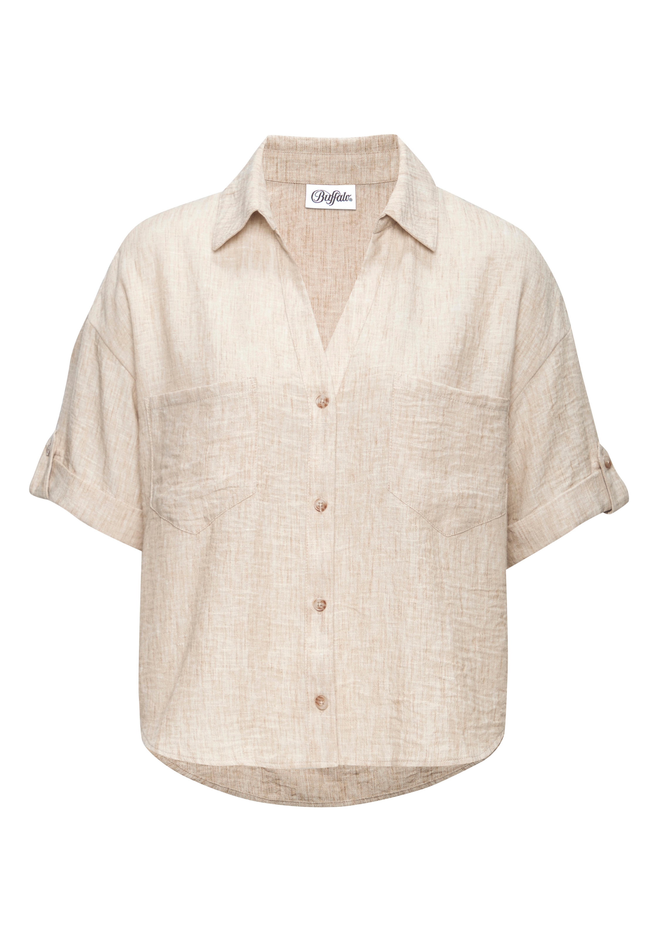 Buffalo Blouse à manches courtes »aus strukturierter Webware mit Melange-Optik« blouse d'été aérée, chemisier en tissu léger estival