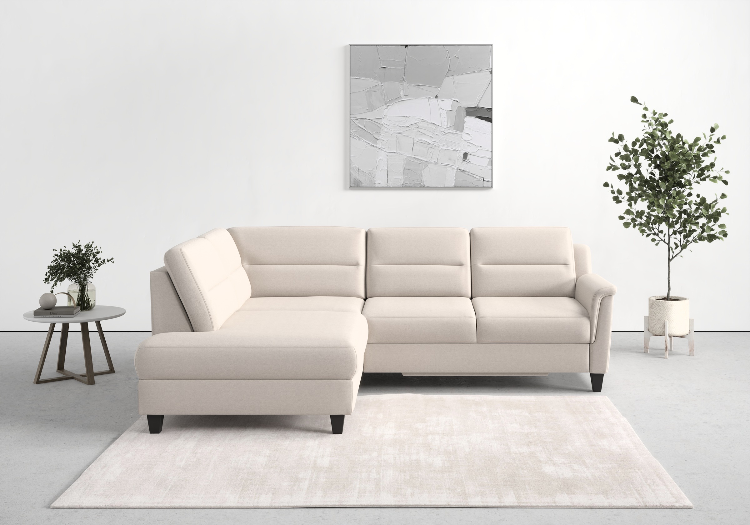 sit&more Ecksofa »Farö L-Form« inklusive Federkern, wahlweise mit Bettfunktion und Bettkasten