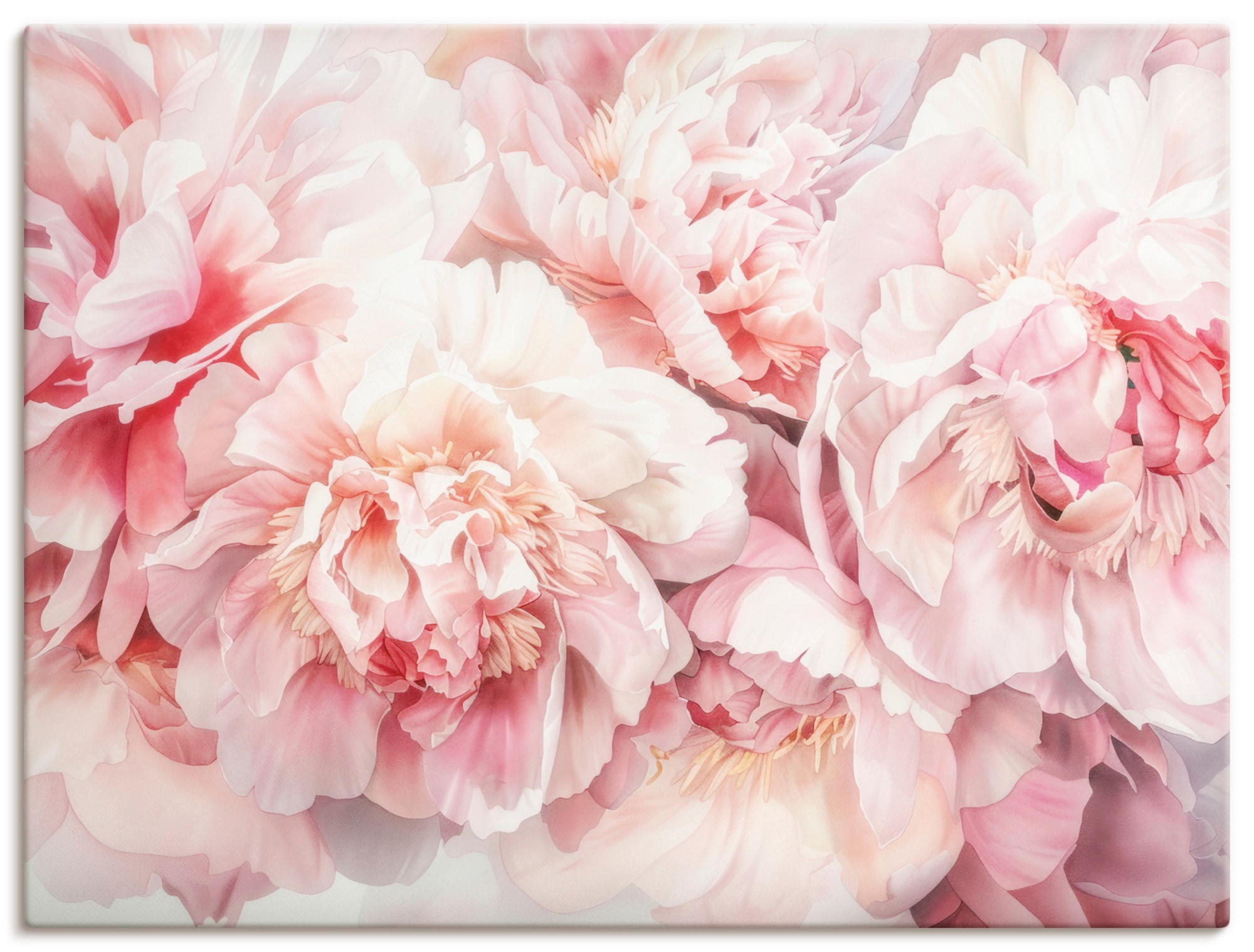 Image of Artland Wandbild "Rosa Farbene Pfingstrosen Aquarell" Blumenbilder 1 Stk. tlg. als Alubild, Leinwandbild, Poster, Wandaufkleber in verschied. Grössen