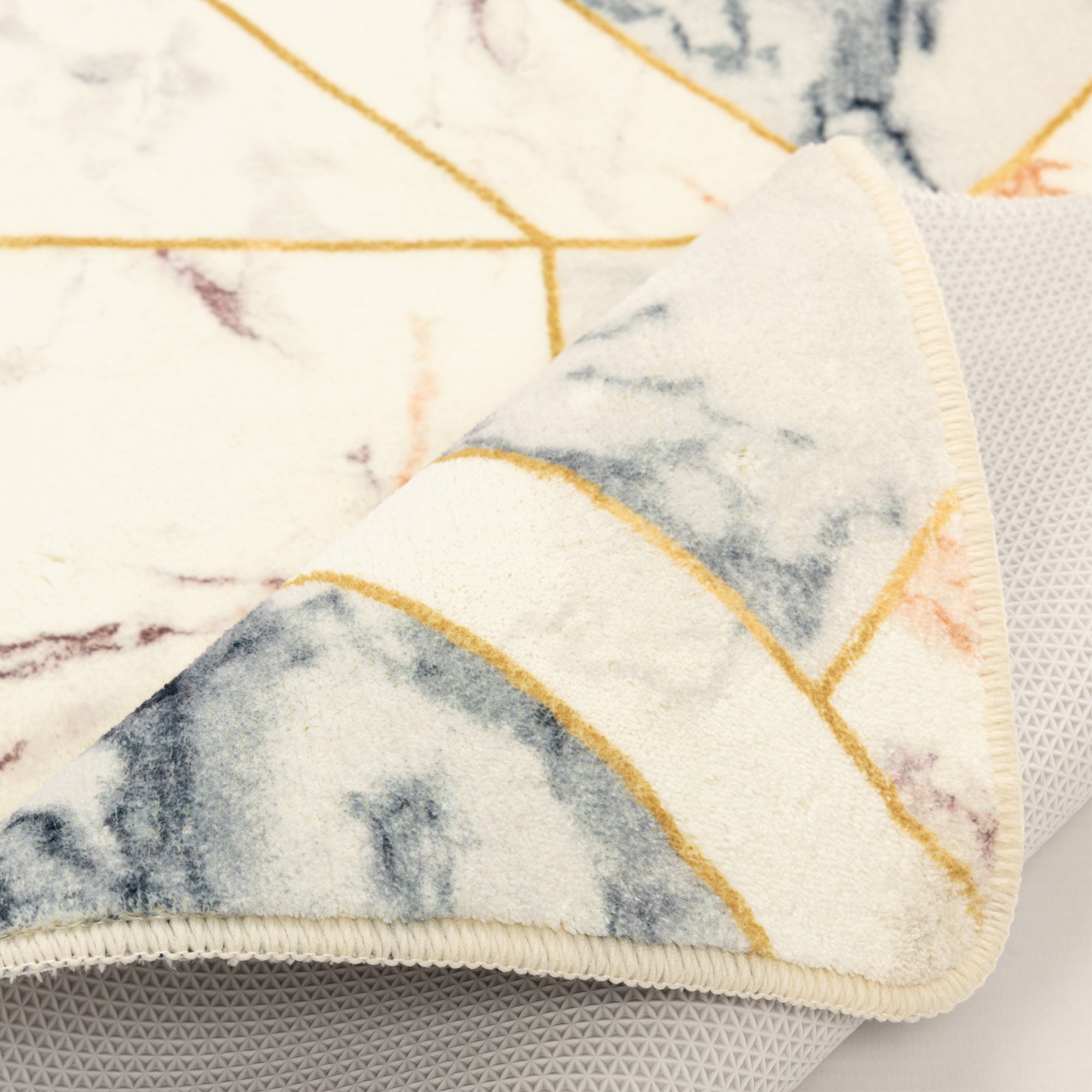 Gino Falcone Tapis de bain »Aquata GF-155, Badvorleger, Badezimmer Teppich« Höhe 7 mm revêtement antidérapant Badteppich, bedruckt, Marmor Design, rechteckig
