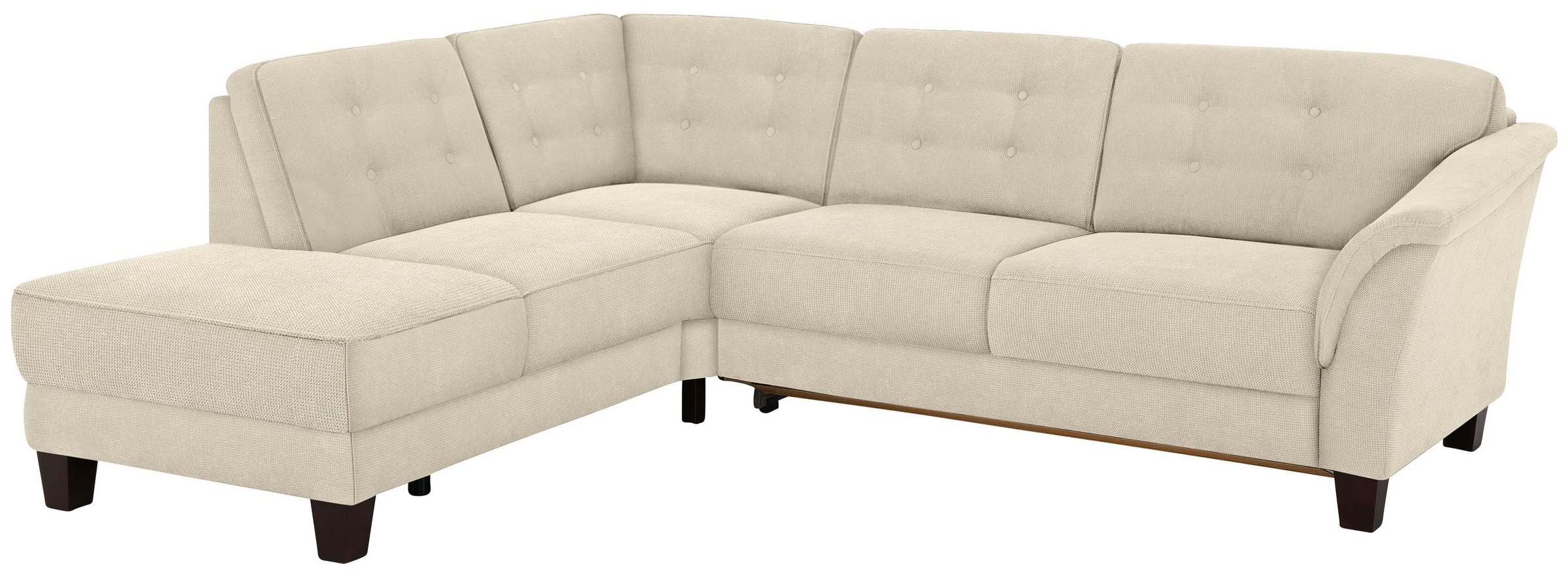 Home affaire Ecksofa »Trondheim L-Form«, mit Federkern und Knopfheftung im Rücken, Füsse Buche dunkel