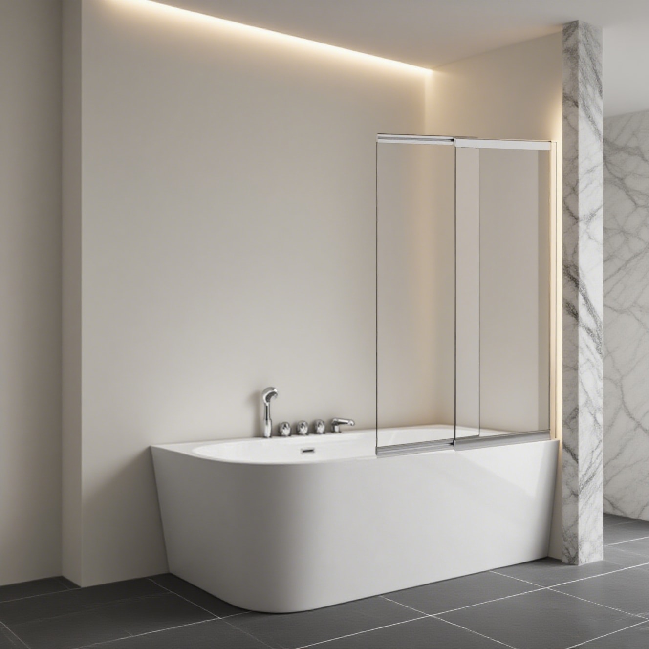 welltime Badewannenaufsatz »Slider« 2 Stk. tlg. Duschwand zum Zusammenschieben UND an die Wand klappen!