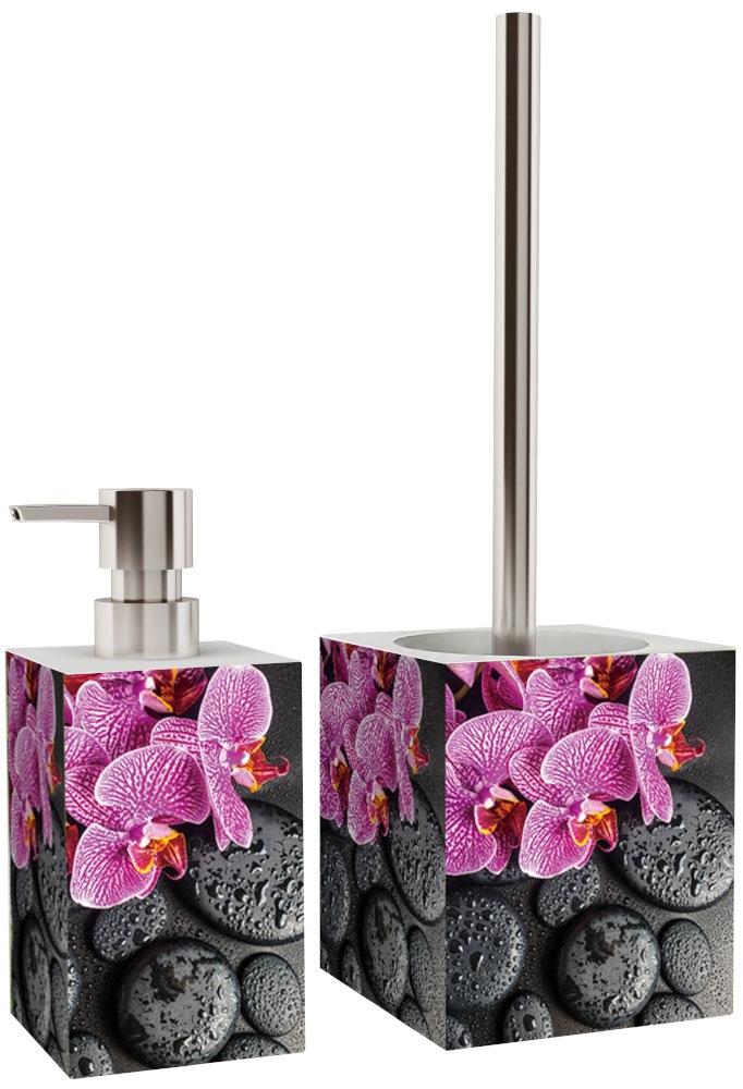 Sanilo Set d'accessoires de salle de bain »Madeira« bestehend aus WC-Sitz, Badteppich, Stöpsel, Seifenspender, WC-Bürste