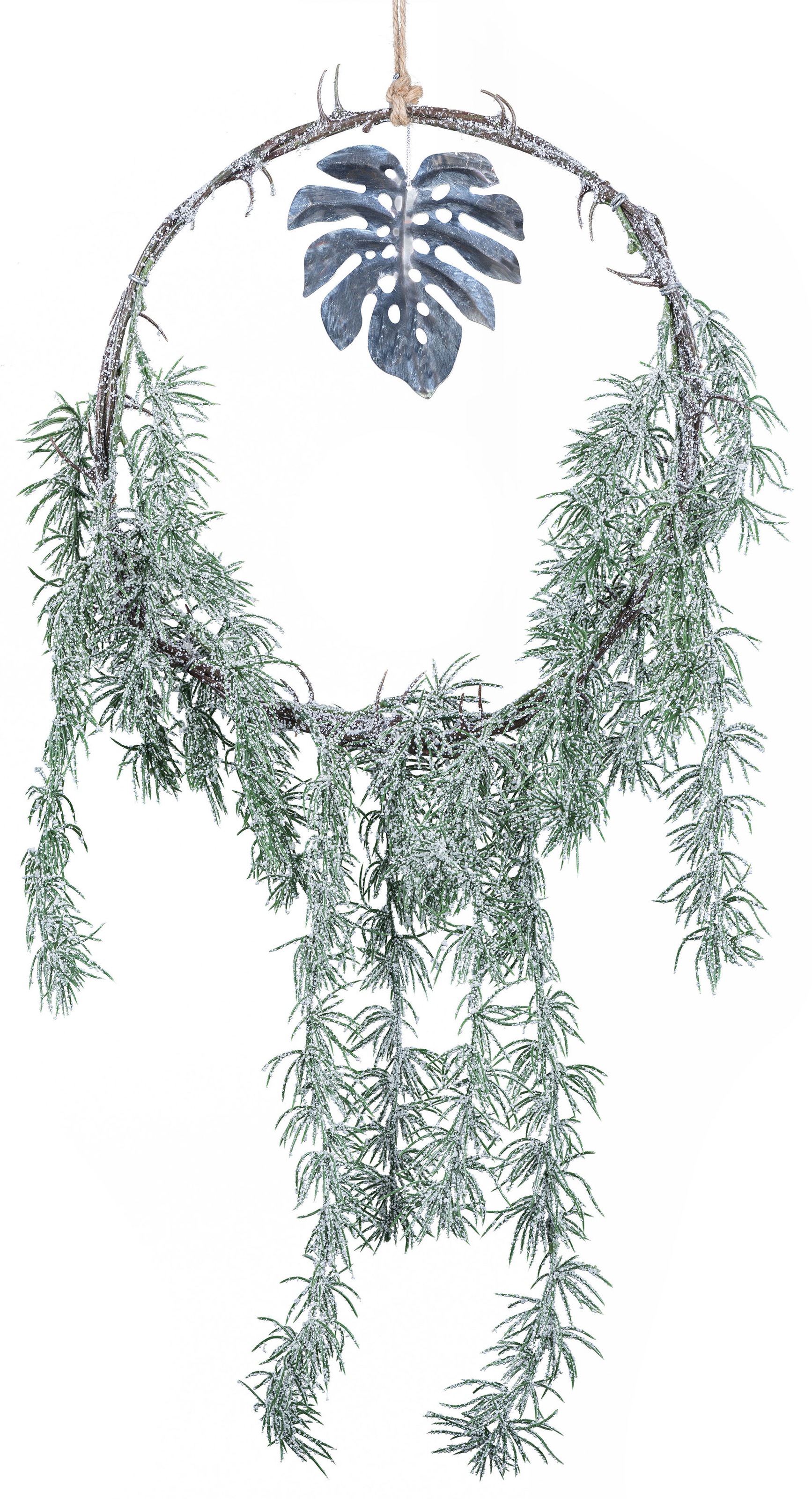 Image of Creativ deco Dekokranz, (Set, 2 St., Set aus Kranz und Deko-Blatt), in gefrosteter Optik bei Ackermann Versand Schweiz