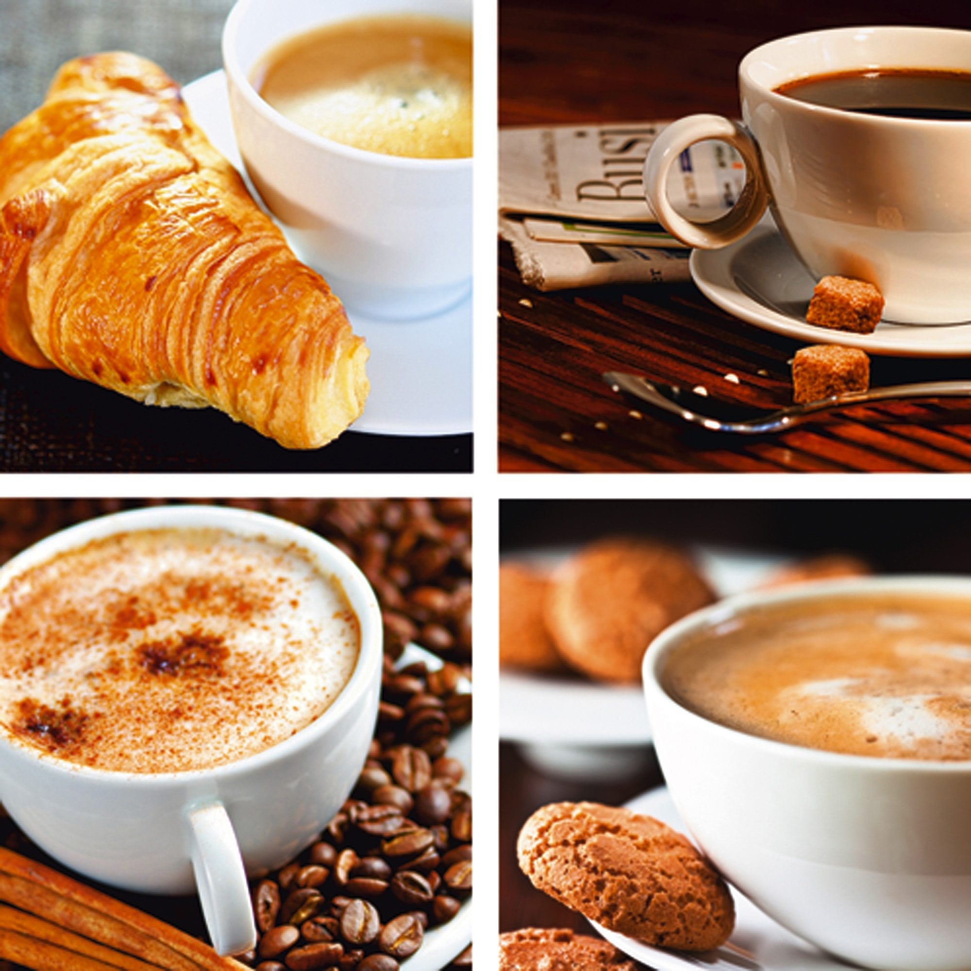 Image of Home affaire Leinwandbild »Bistro, Tassen und Zeitung«, 4x 30/30 cm bei Ackermann Versand Schweiz