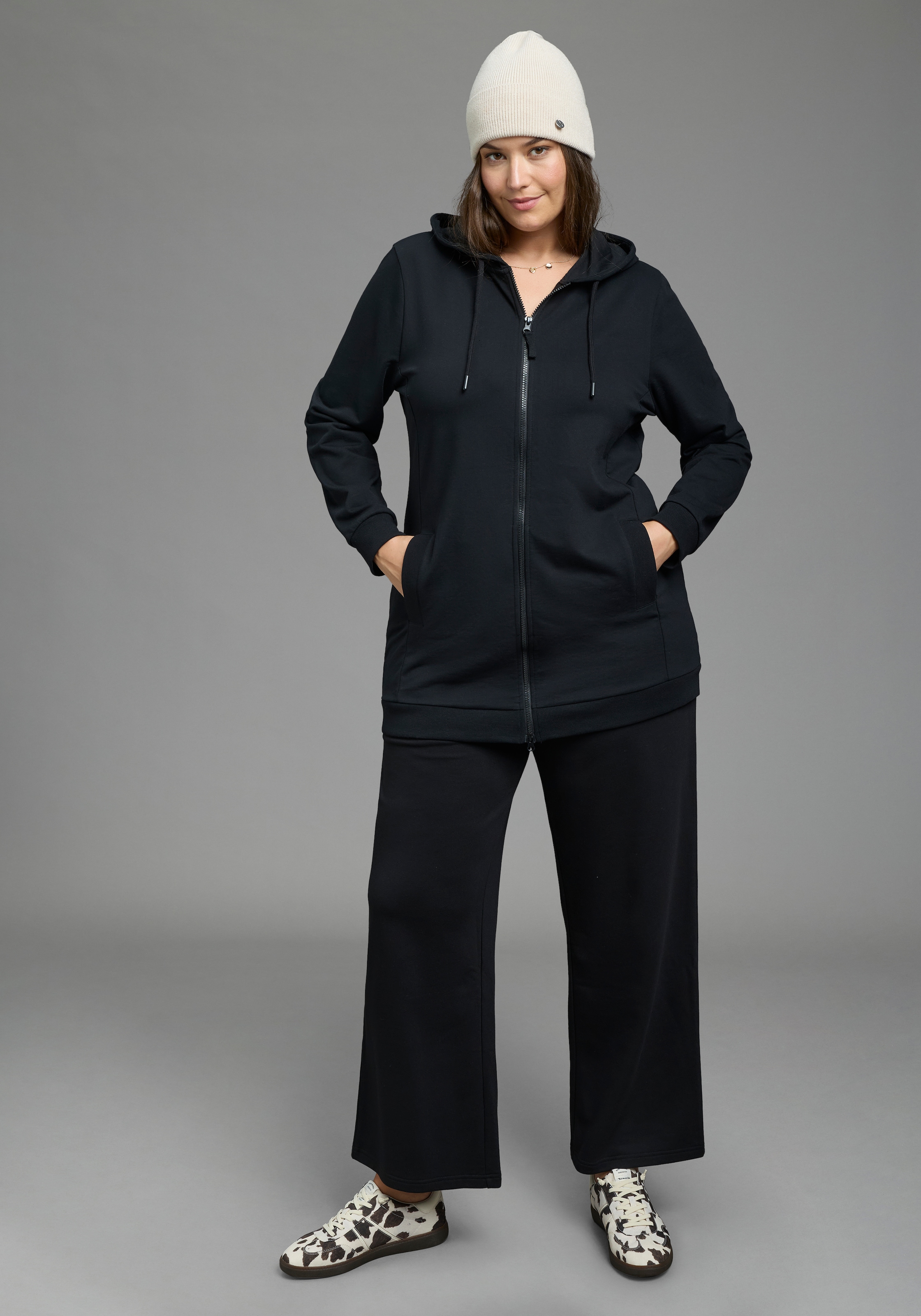 Laura Scott CURVE Kapuzensweatjacke »Grosse Grössen« im Oversized Look aus weicher Baumwolle
