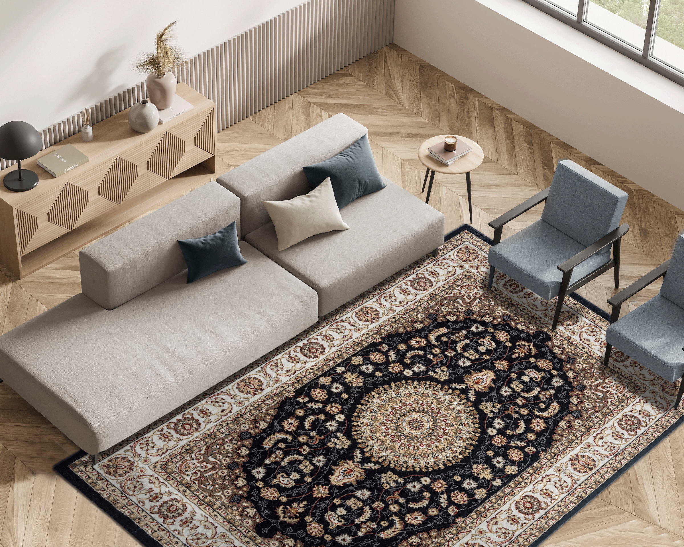 merinos Teppich »Dubai 56253«, rechteckig, 10 mm Höhe, pflegeleicht, Kurzflor, orientalisch, elegant, Polyester, glänzend