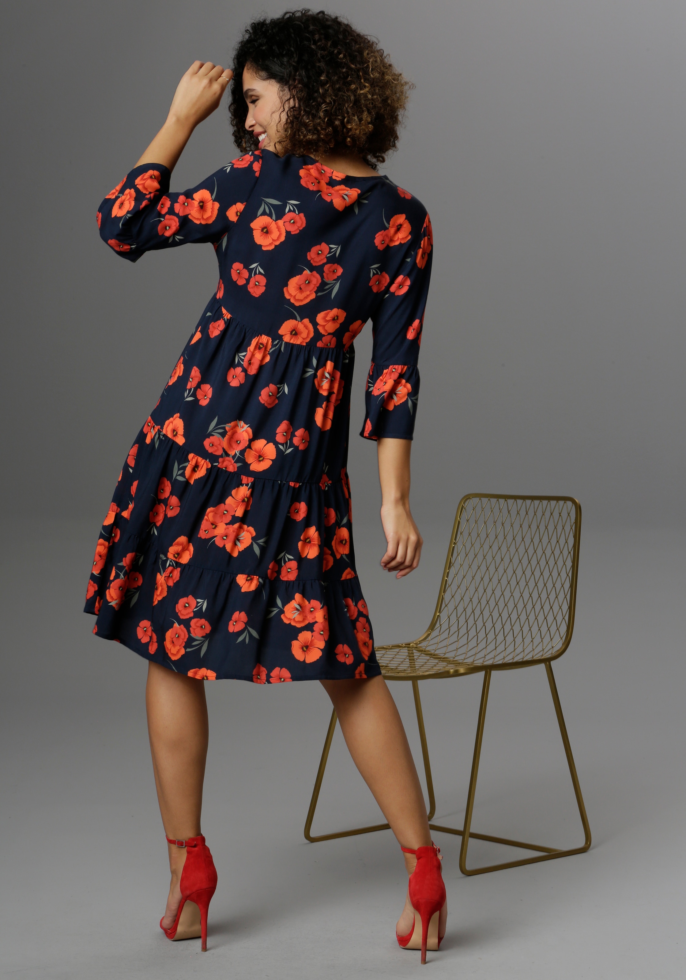 ♕ Aniston Klatschmohn-Blumen bedruckt mit auf CASUAL Tunikakleid, versandkostenfrei