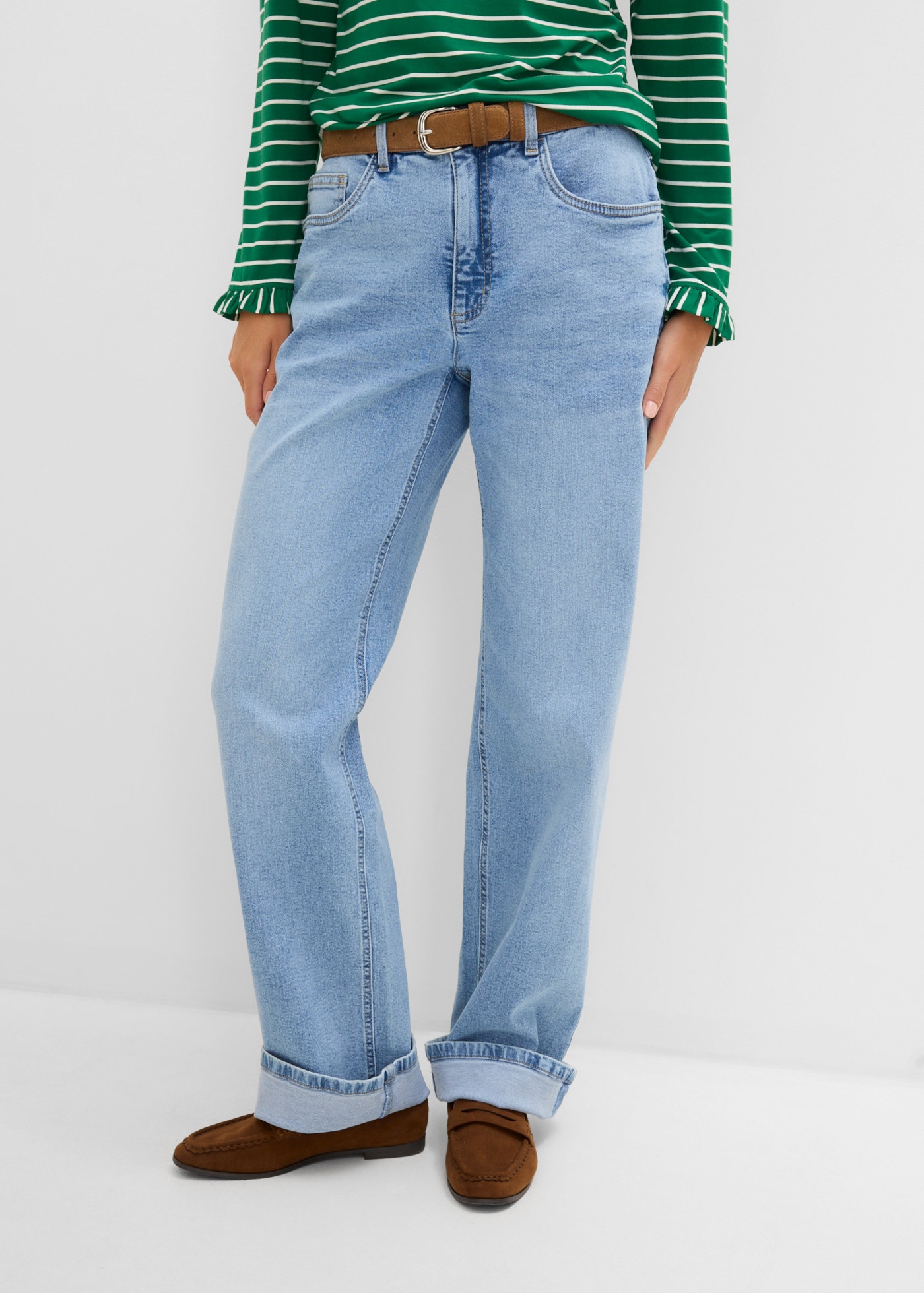 Image of bonprix Straight-Jeans mit High-Waist-Bund, Regular Fit, Straight-Leg-Schnitt, im Casual-Stil