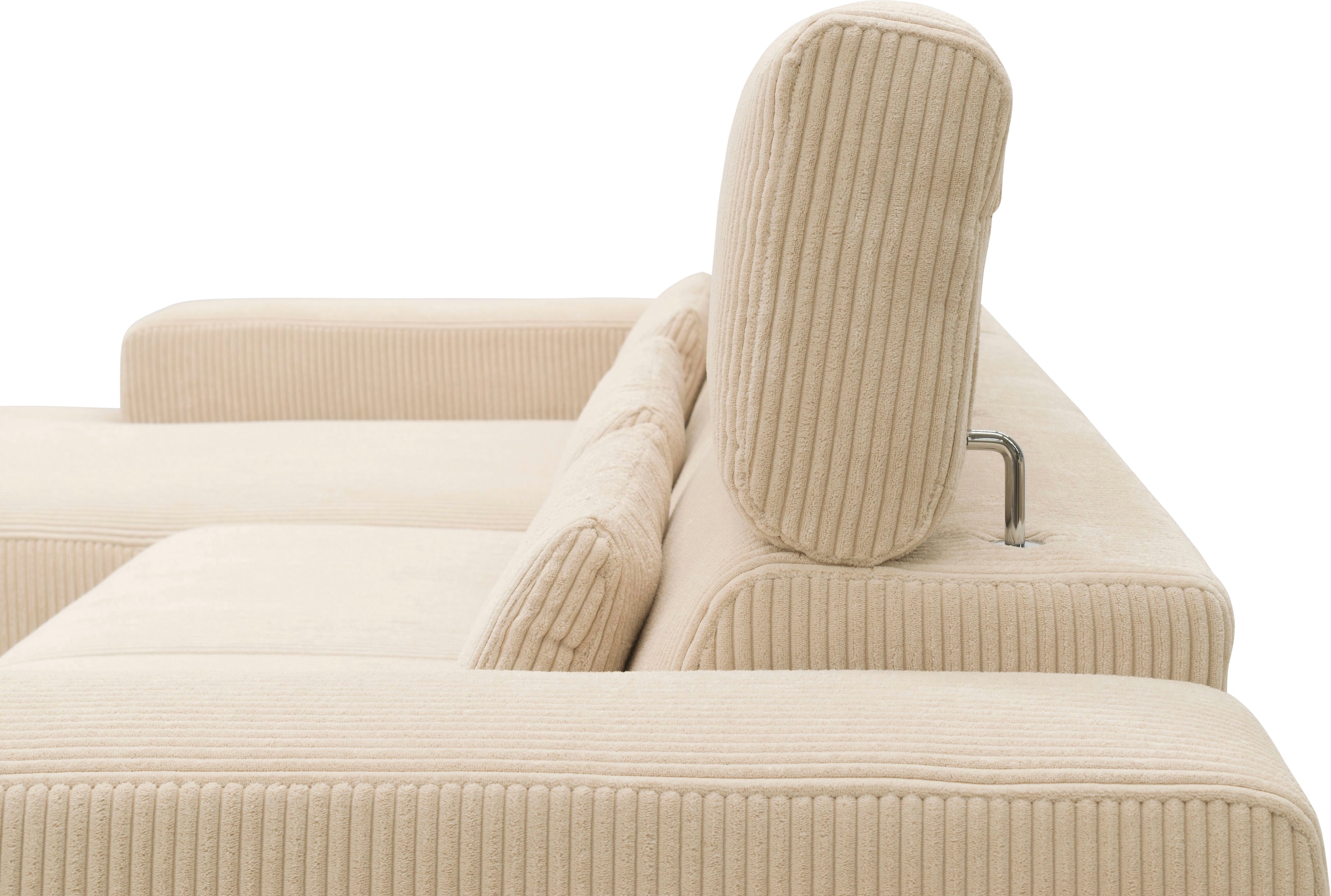 DOMO collection Ecksofa »Brandon B/T: 289/177 cm, belastbar bis 140kg/ Sitz, L-Form«, ohne Sitztiefenverstellung, Cord, creme