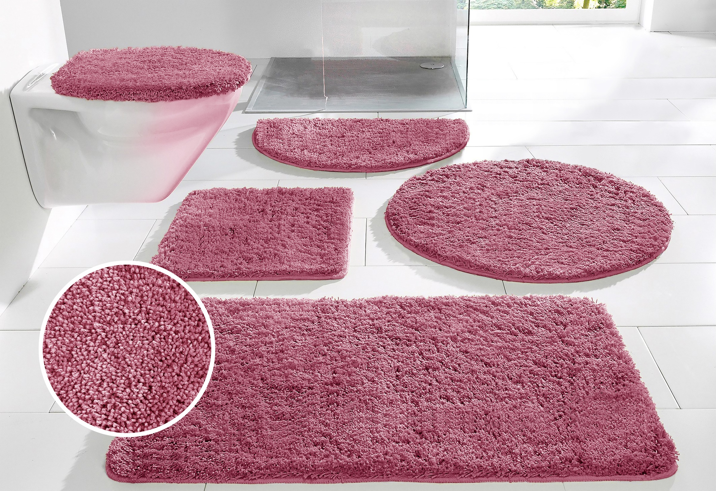 Image of GOODproduct Badematte "Inga, Badezimmer Teppich, Badvorleger" Höhe 20 mm rutschhemmend beschichtet fussbodenheizungsgeeignet schnell trocknend strapazierfähig Badteppich, unifarben, weich, als halbrund und rechteckig erhältlich