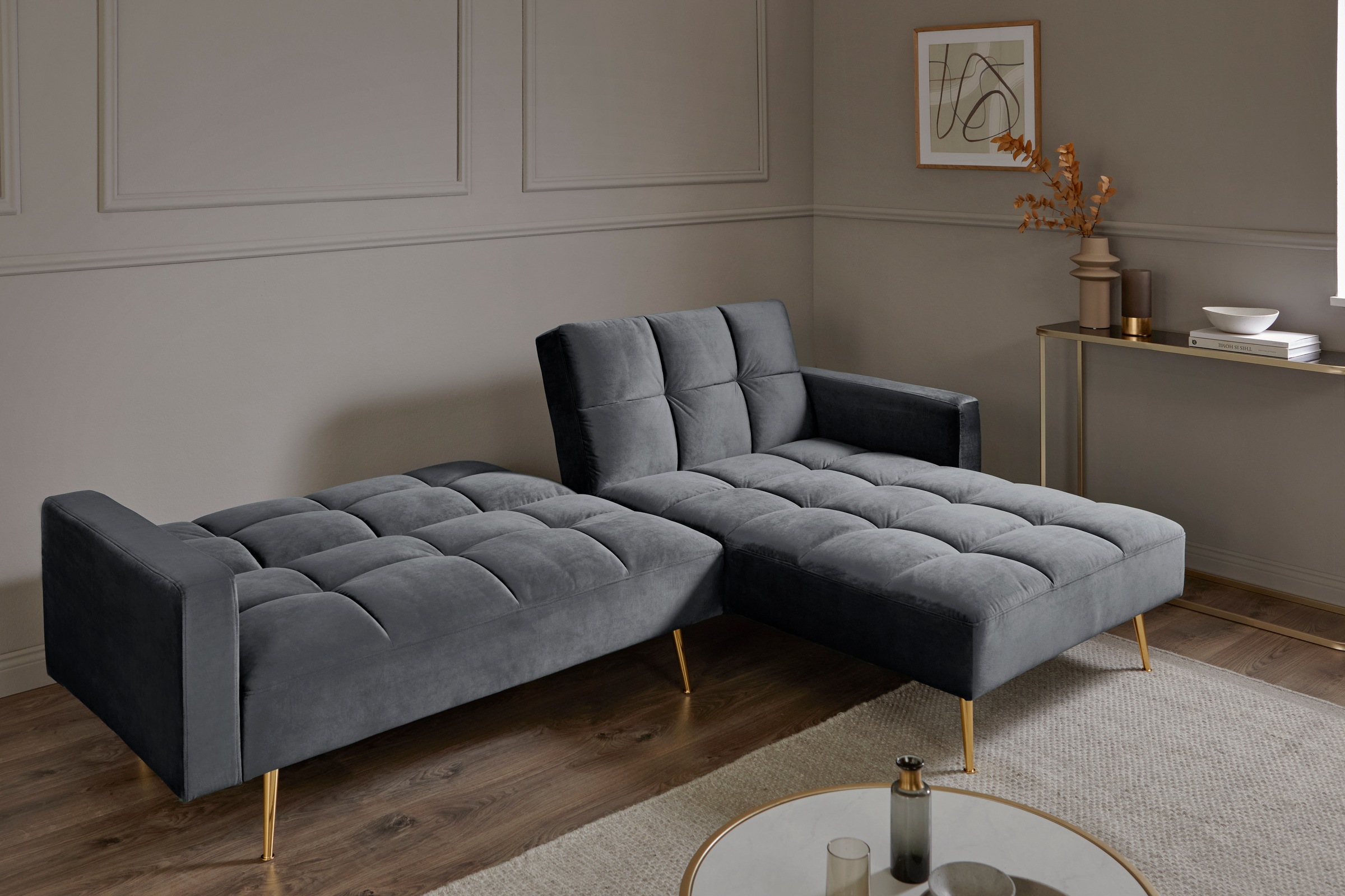 Jahnke Canapé d'angle »CHILLAX POSH CORNER« avec fonction couchage, montage réversible, 244 x 150 cm
