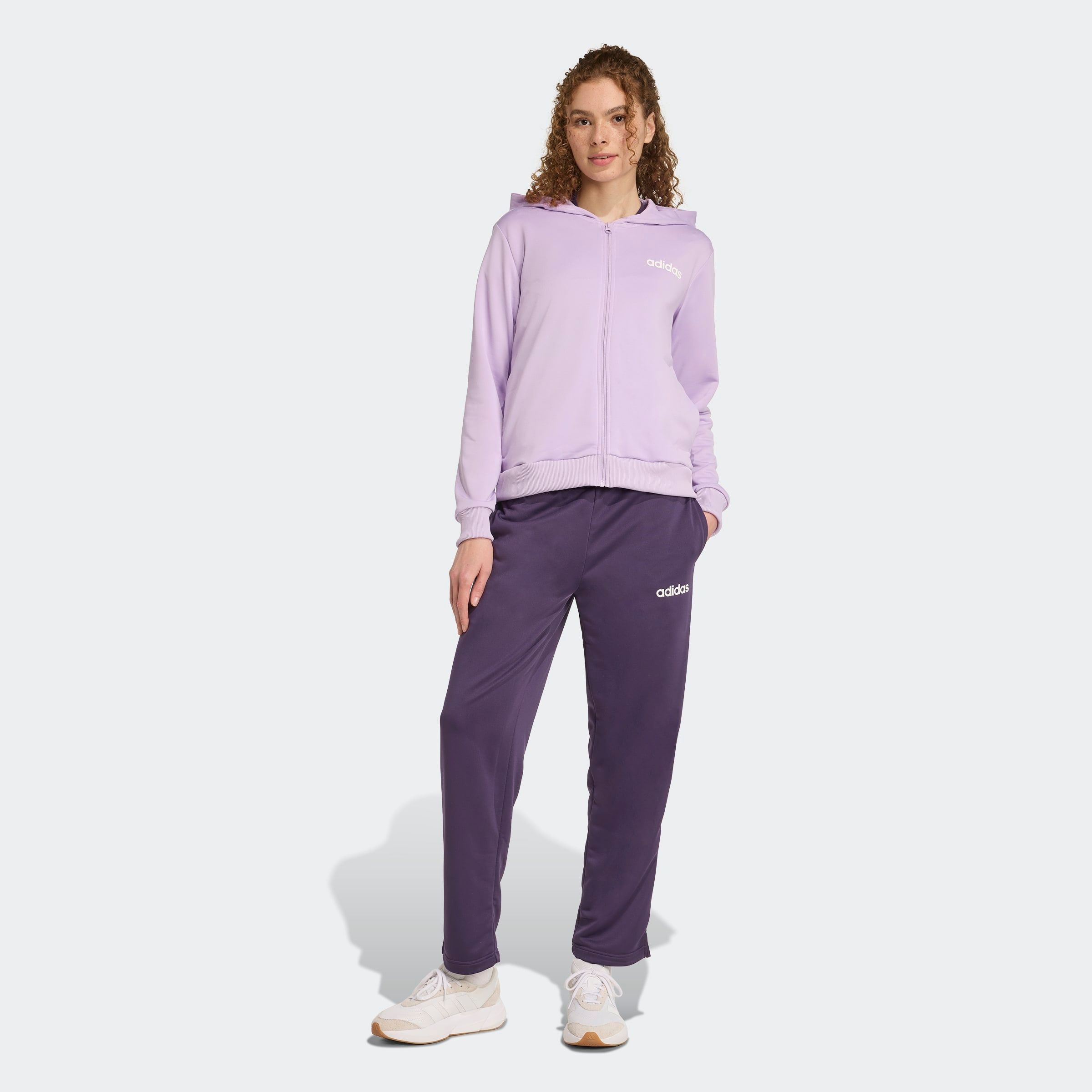adidas Sportswear Trainingsanzug »W LINEAR TS«, (2 tlg.), Trainingsjacke mit Kapuze, Tracksuit