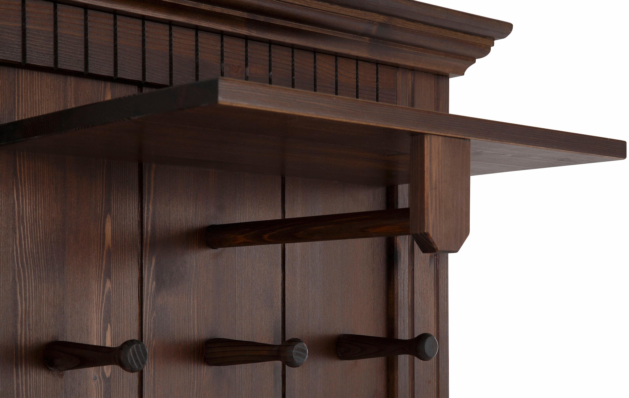 Home affaire Garderobenpaneel »Rustic«, aus massiver Kiefer, Höhe 190 cm, mit Ablage, Holzhaken