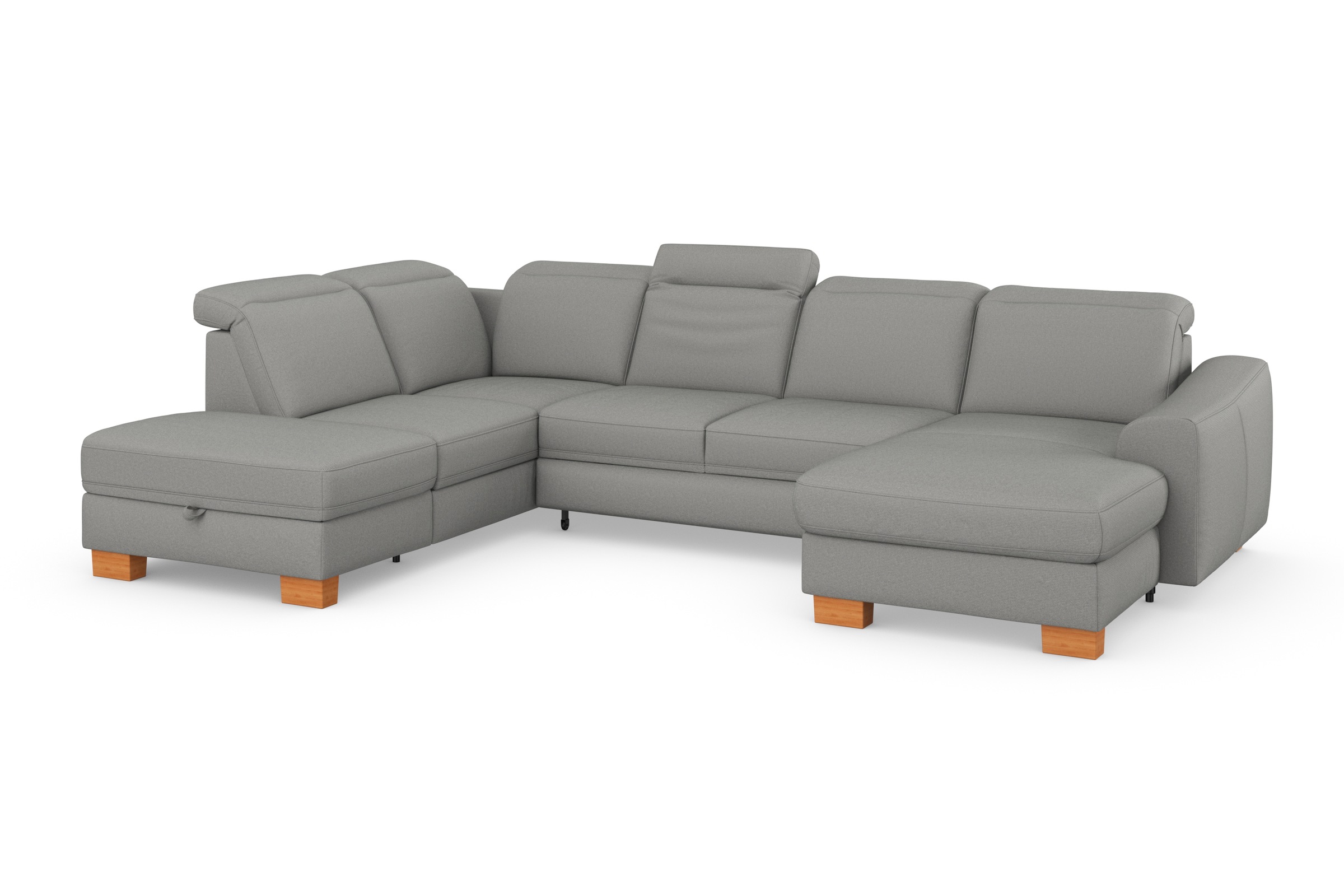 sit&more Wohnlandschaft »Dundee U-Form«, mit Federkern und Massivholzfüssen, wahlweise mit Kopfteilverstellung